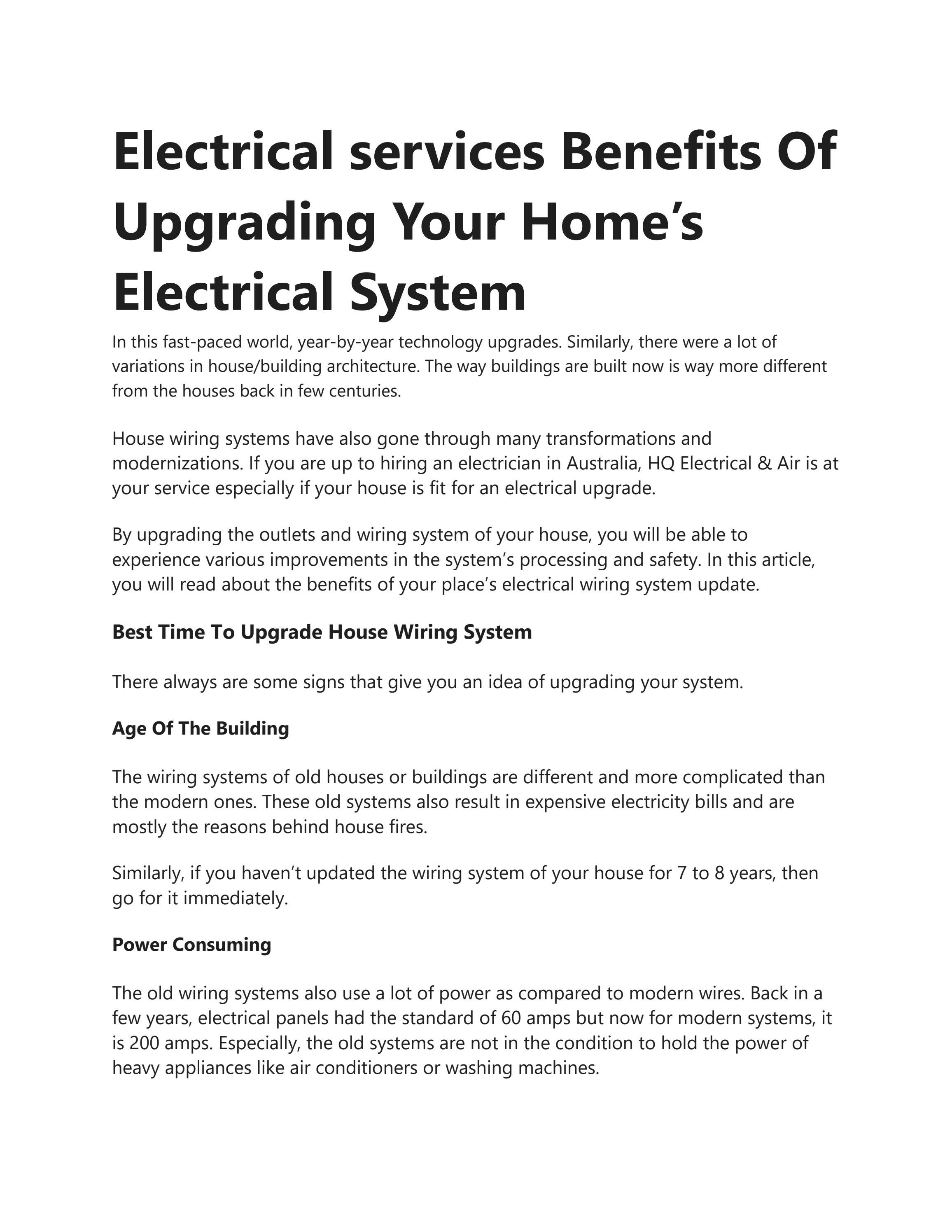 Electrical services Benefits Of Upgrading Your Home’s Electrical System