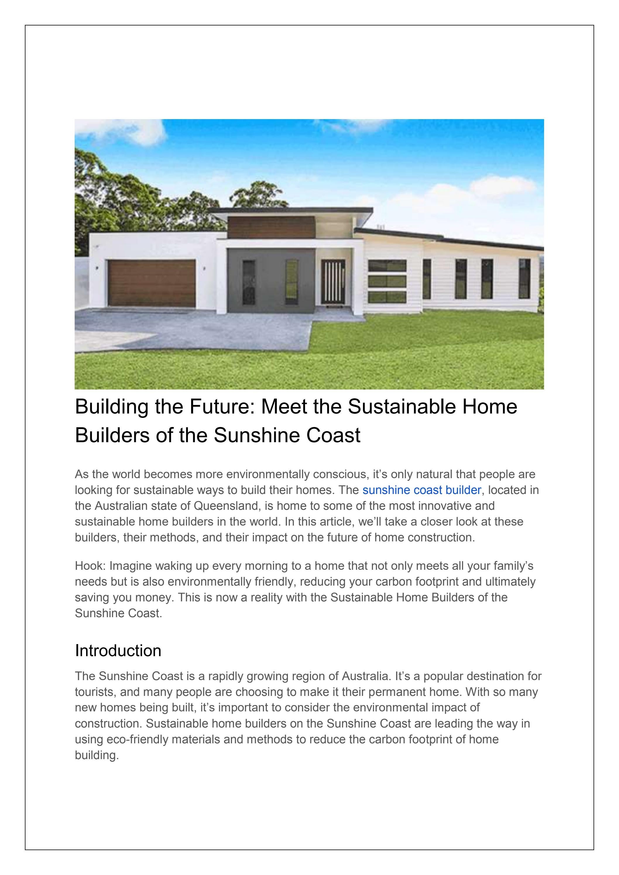 Building the Future Meet the Sustainable Home Builders of the Sunshine