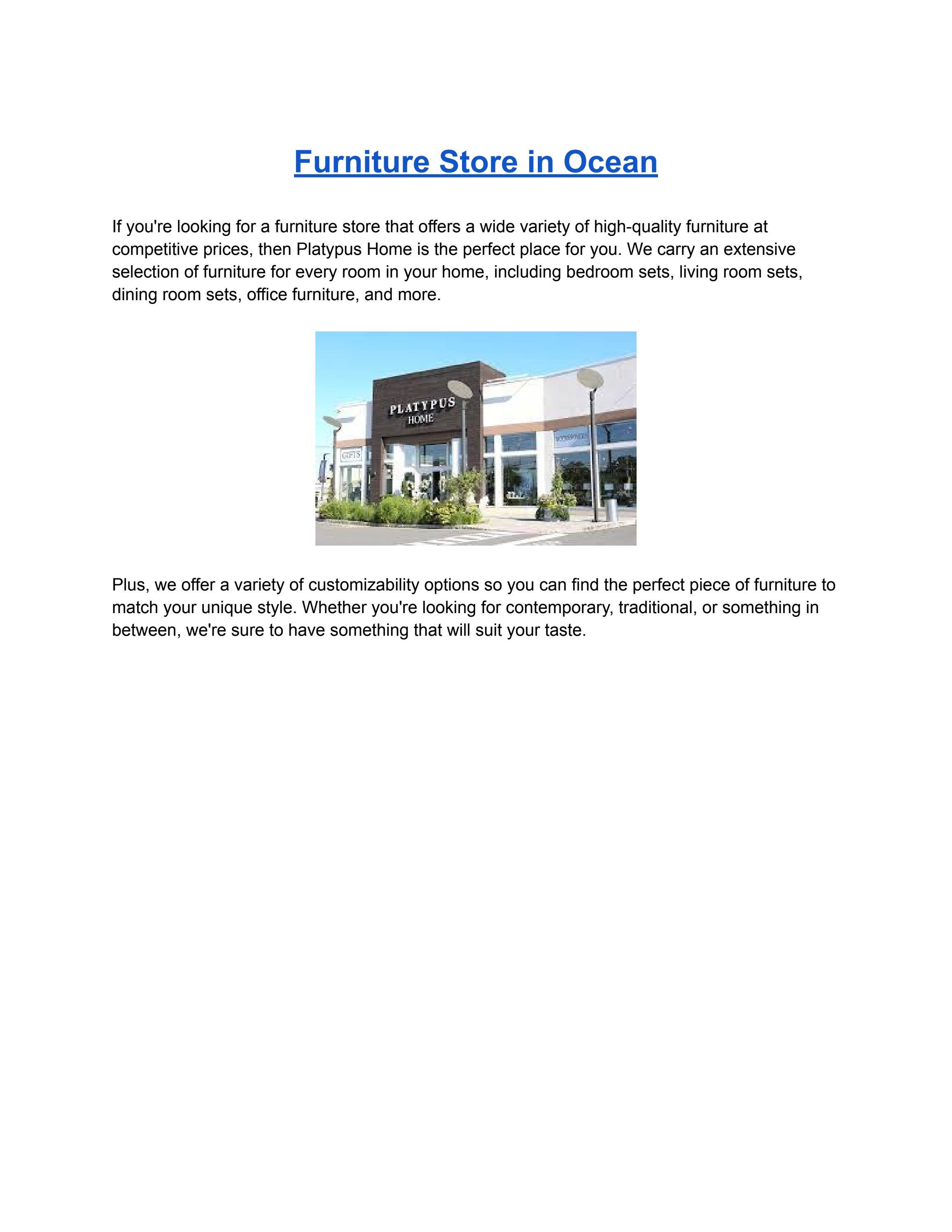 Furniture Store in Ocean by Platypus Home Issuu