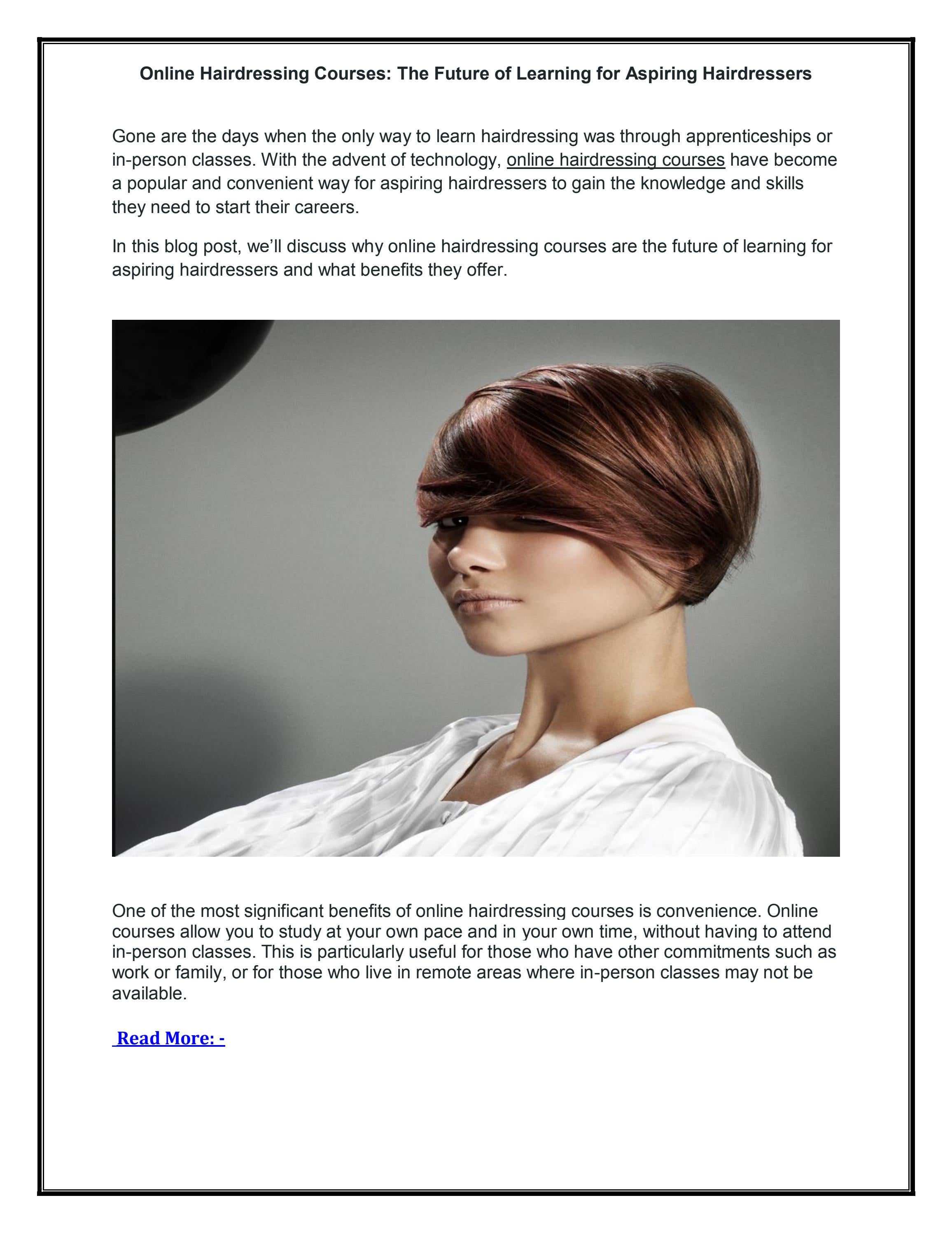 Online Hairdressing Courses The Future of Learning for Aspiring