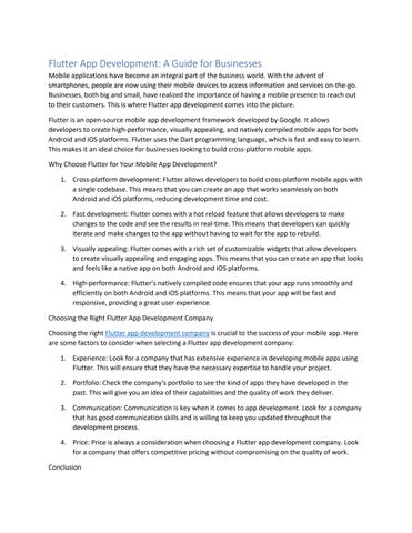 Flutter App Development: A Guide for Businesses by Johny lyle - Issuu
