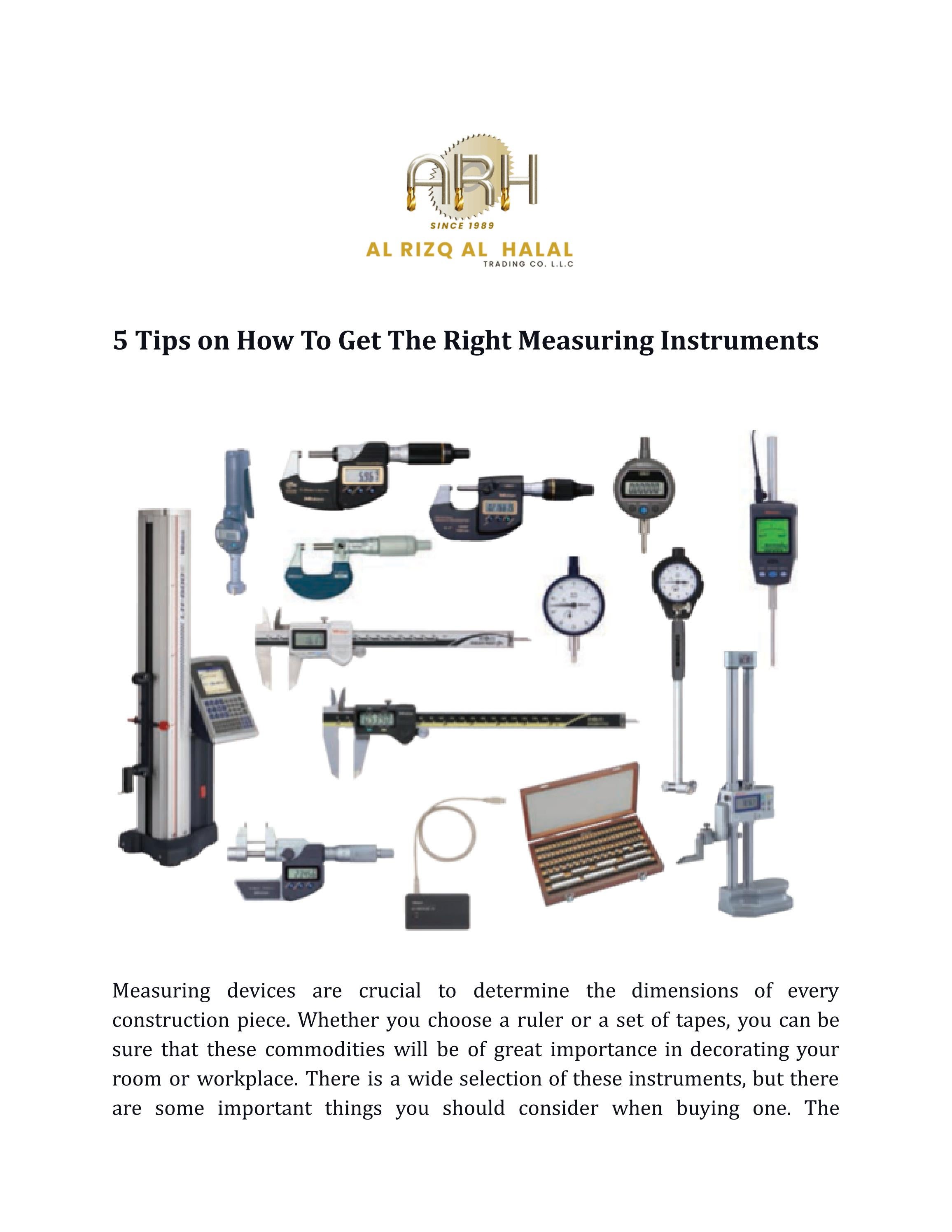 5 Tips on How To Get The Right Measuring Instruments by AL RIZQ AL