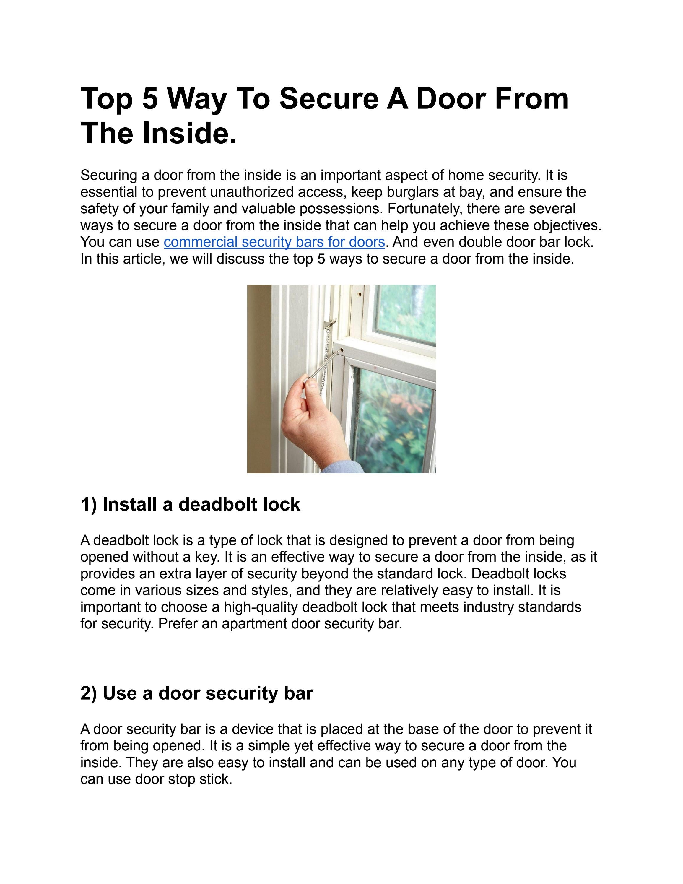 Top 5 Way To Secure A Door From The Inside. by smita chaudhary Issuu