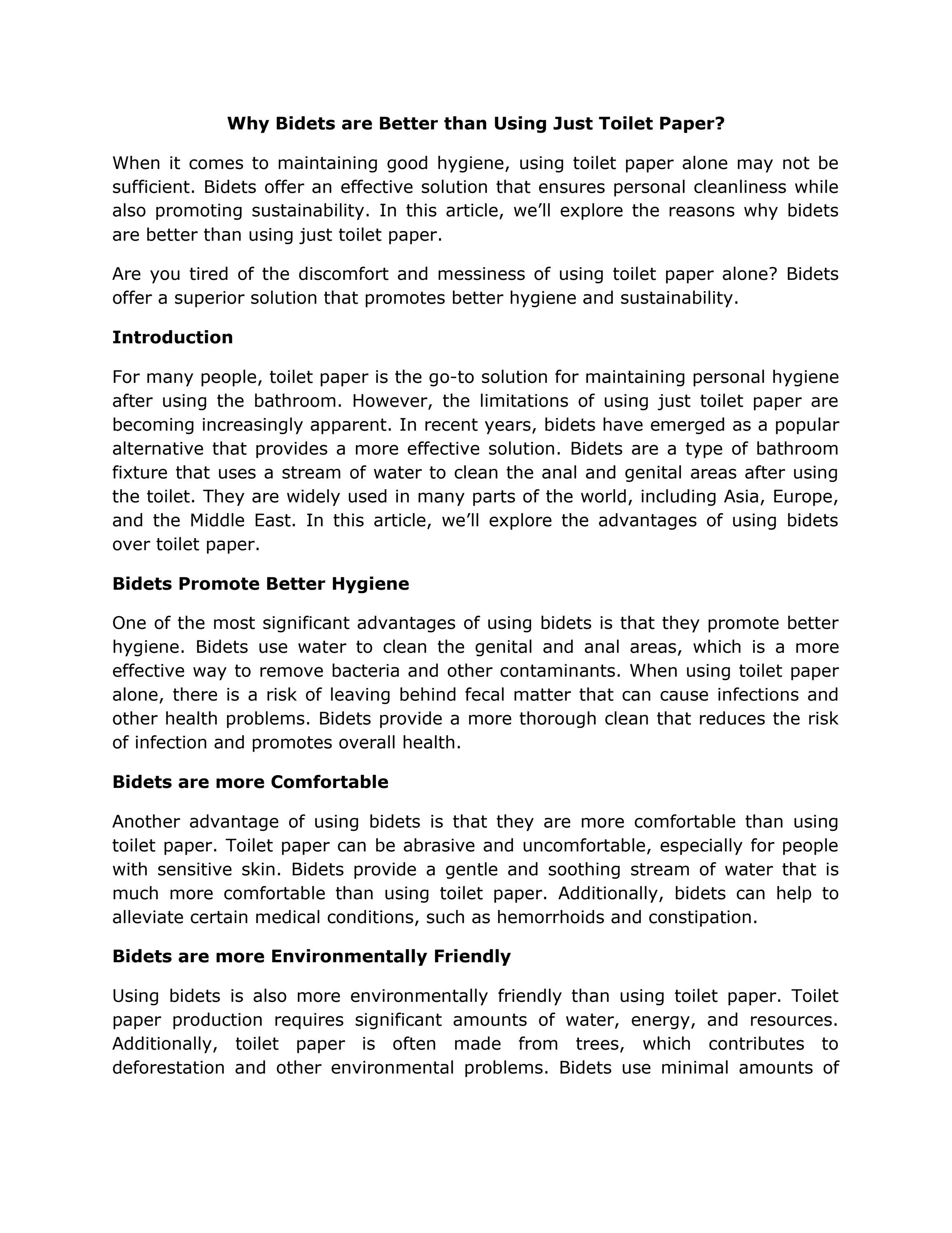 Why Bidets are Better than Using Just Toilet Paper? by Bidet Warehouse