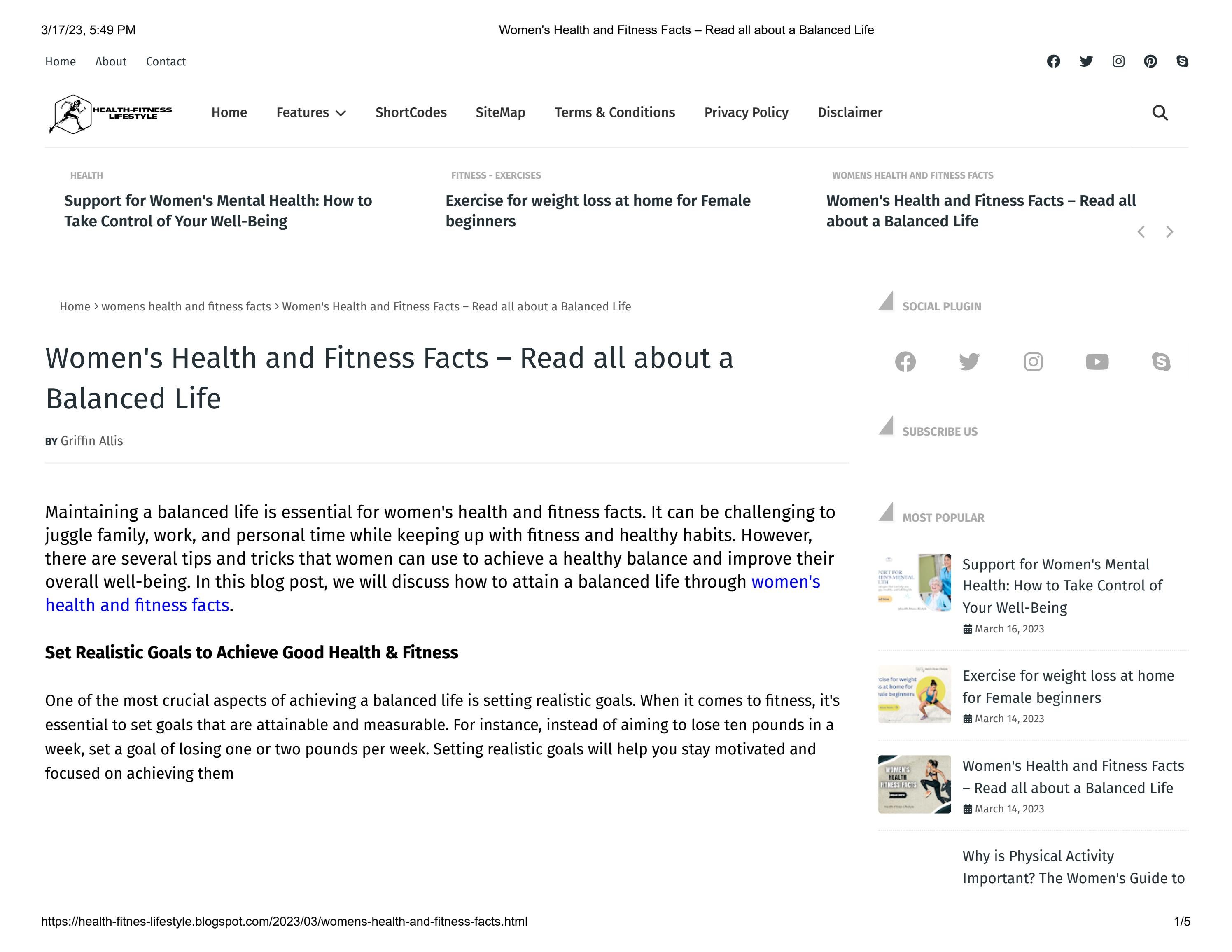 Women's Health and Fitness Facts Read All About a Balanced Life by