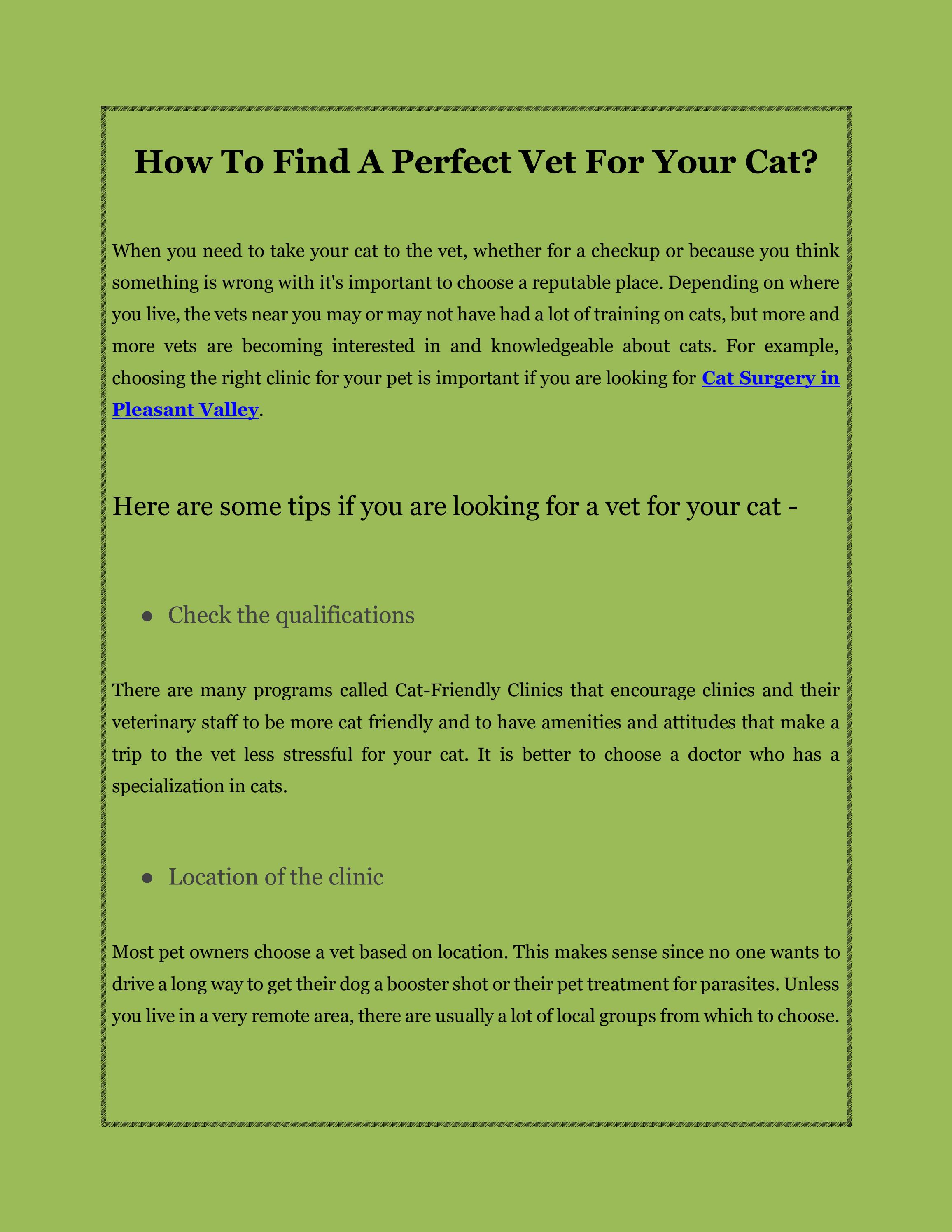 How To Find A Perfect Vet For Your Cat by Camino Animal Hospital Issuu