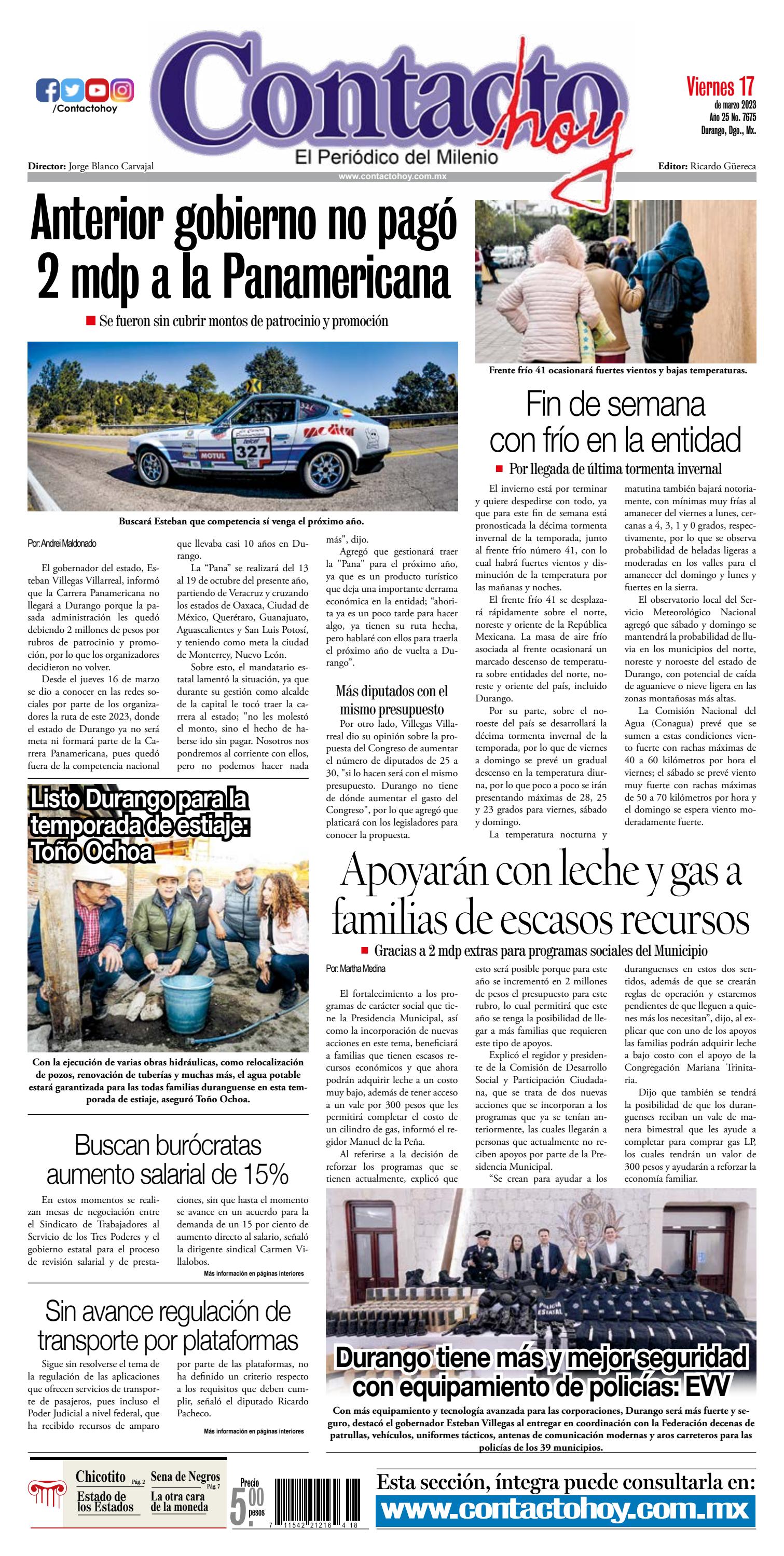 Periódico Contacto hoy del 17 de marzo del 2023 by Contacto hoy - Issuu