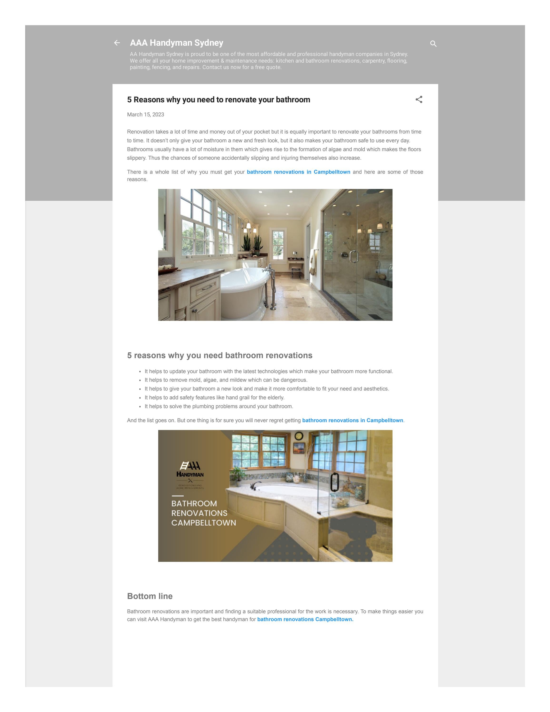 Bathroom renovations Campbelltown by AA Handyman Sydney Issuu