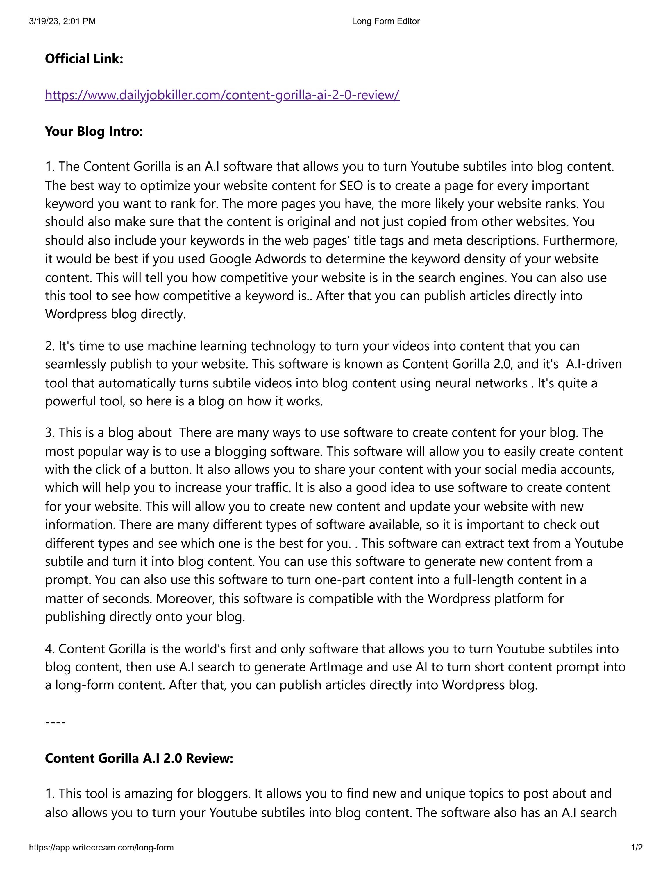 Content Gorilla A I 2 0 Review By Realcontent Issuu