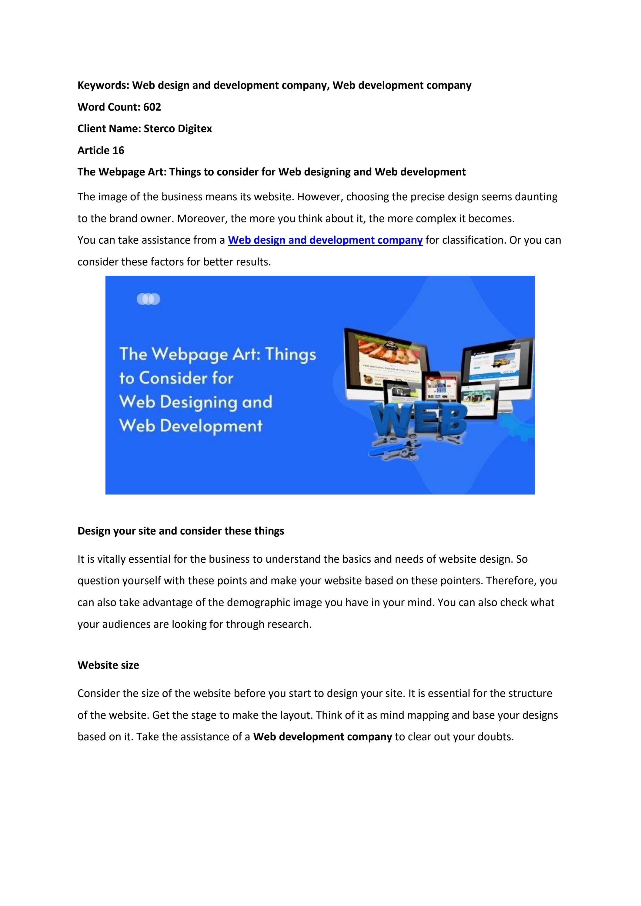 The Webpage Art Things To Consider For Web Designing And Web