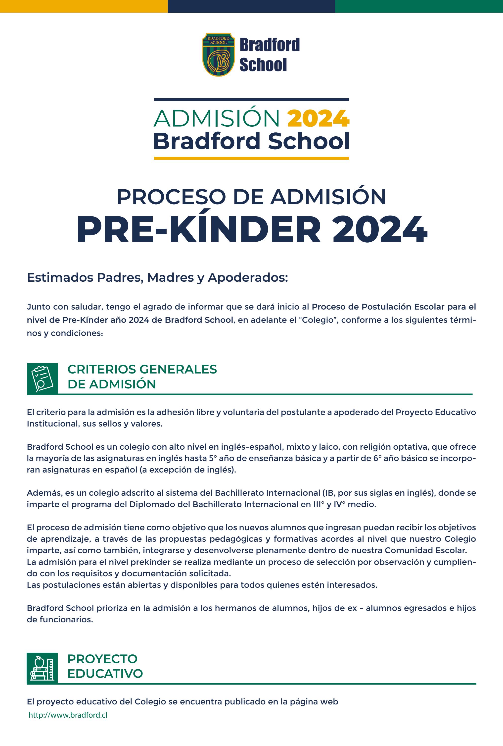 Proceso de Admisión Pre-Kínder 2024 by Bradford School - Issuu