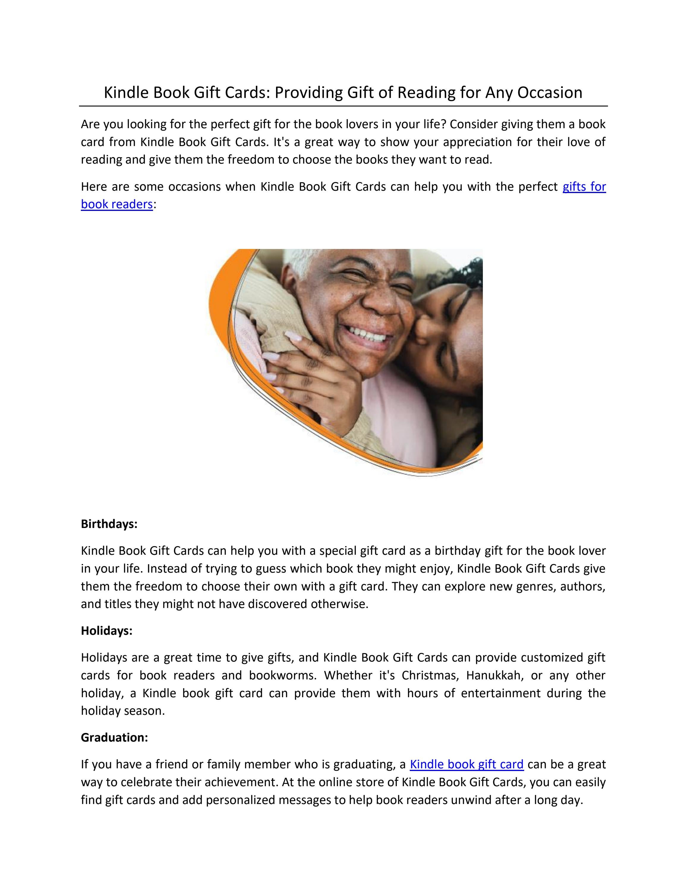 Kindle Book Gift Cards: Providing Gift Of Reading For Any Occasion By  Kindlebookgiftcards - Issuu