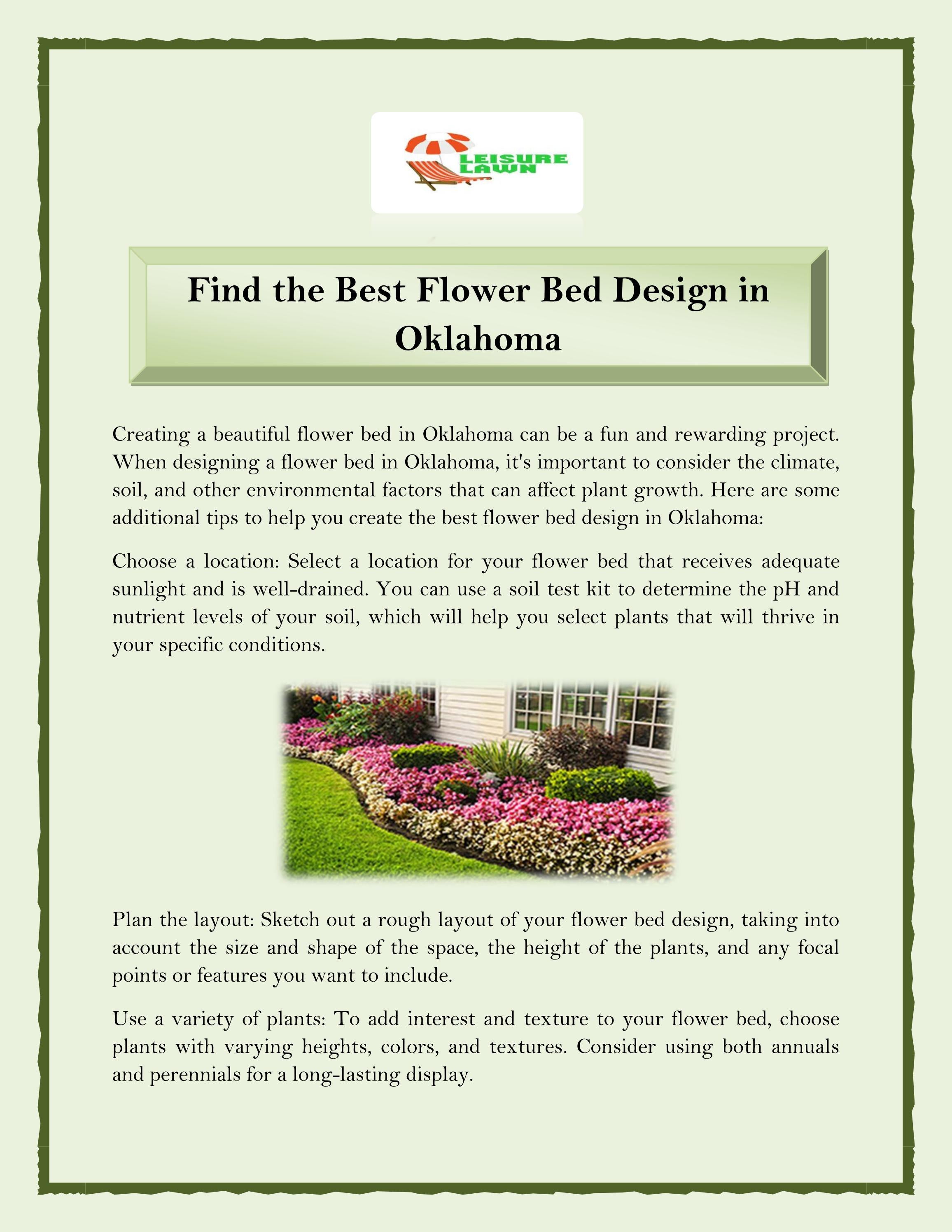 Find the Best Flower Bed Design in Oklahoma by Leisure Lawn Issuu
