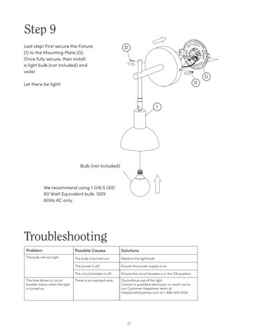 nathanjameshome 灯饰目录 · Tamlin 壁灯 Instruction Sheet 第 22 页