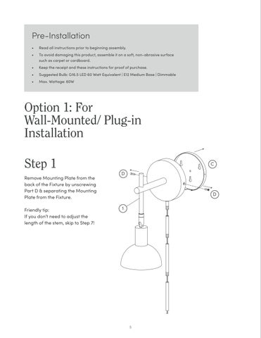 nathanjameshome 灯饰目录 · Tamlin 壁灯 Instruction Sheet 第 5 页