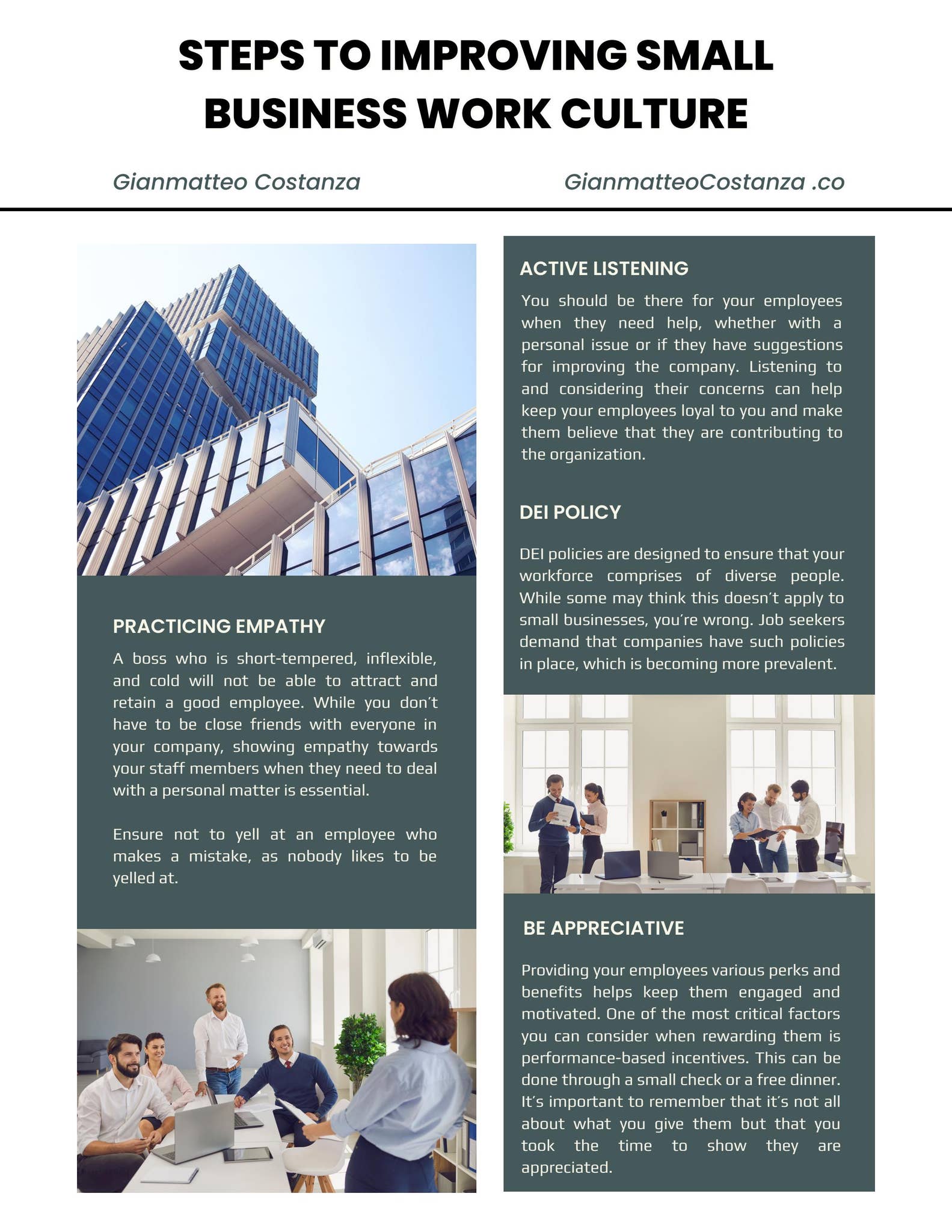 Steps to Improving Small Business Work Culture by Gianmatteo Costanza ...