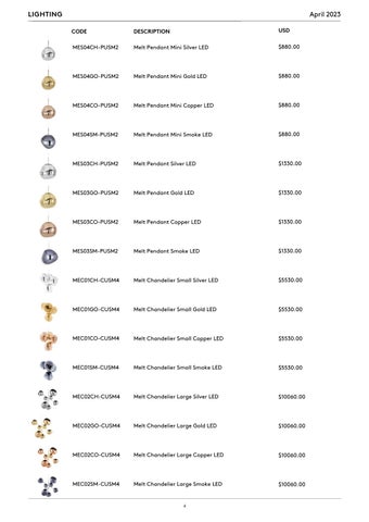 Tom Dixon Studio 灯饰目录 · Tom Dixon Pricelist (USD) 第 4 页