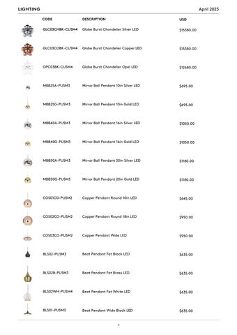 Tom Dixon Studio 灯饰目录 · Tom Dixon Pricelist (USD) 第 6 页