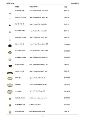 Tom Dixon Studio 灯饰目录 · Tom Dixon Pricelist (USD) 第 7 页