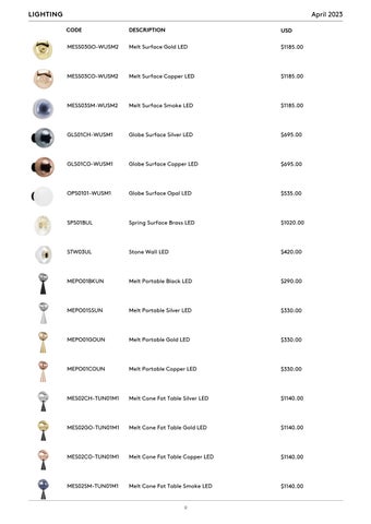 Tom Dixon Studio 灯饰目录 · Tom Dixon Pricelist (USD) 第 9 页