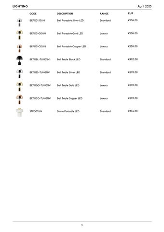 Tom Dixon Studio 灯饰目录 · Tom Dixon Pricelist (EUR) 第 12 页