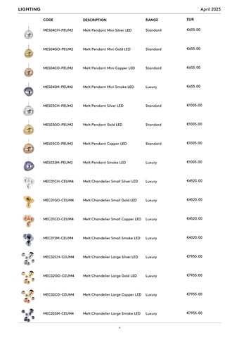 Tom Dixon Studio 灯饰目录 · Tom Dixon Pricelist (EUR) 第 4 页