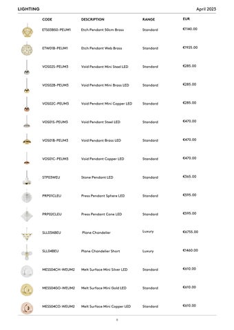 Tom Dixon Studio 灯饰目录 · Tom Dixon Pricelist (EUR) 第 8 页