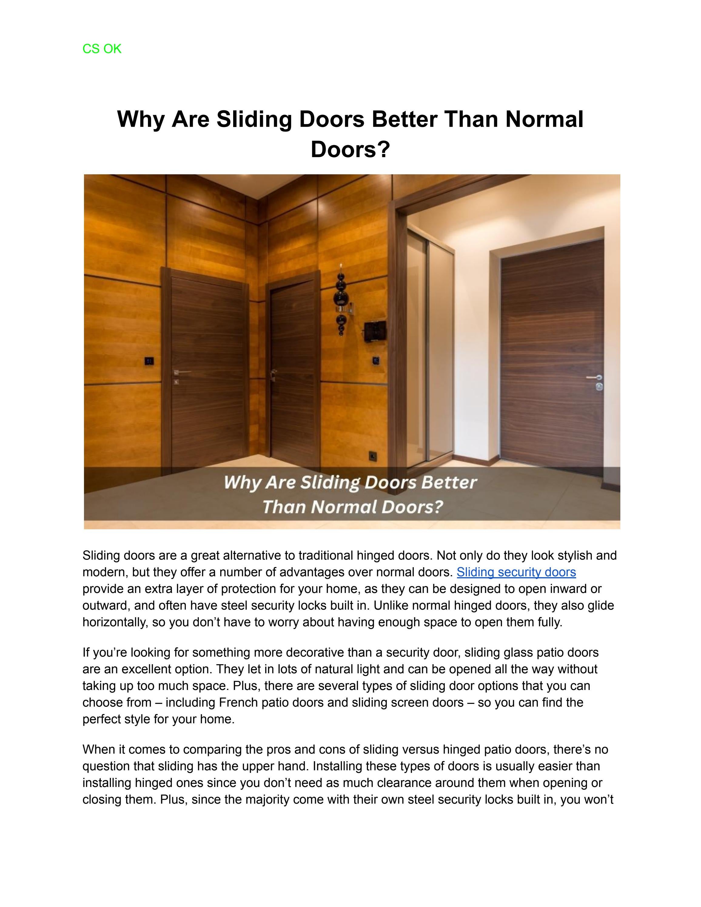 Why Are Sliding Doors Better Than Normal Doors? by Clayrince Tayanes