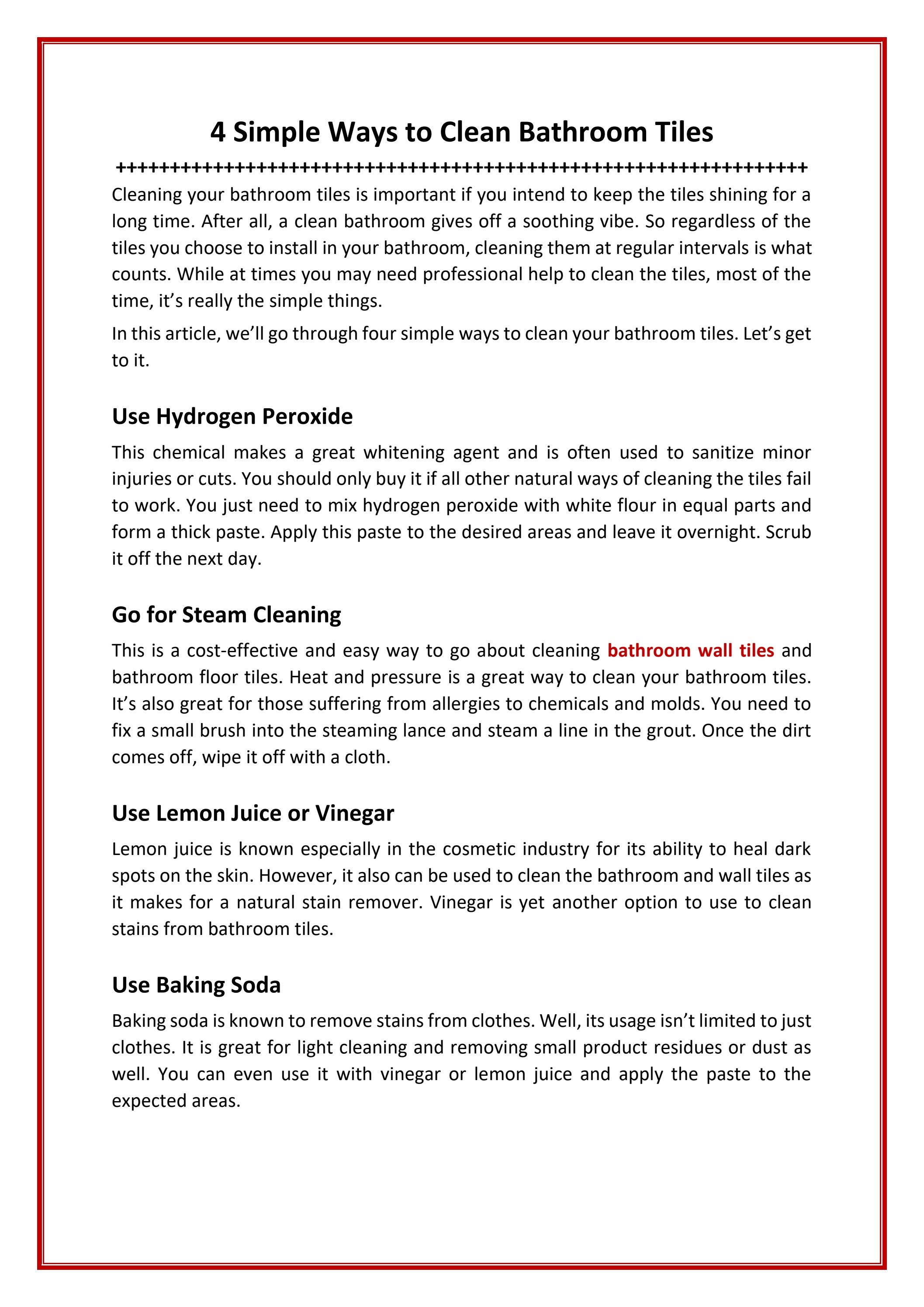 4 Simple Ways to Clean Bathroom Tiles by Alpha Tiles Issuu