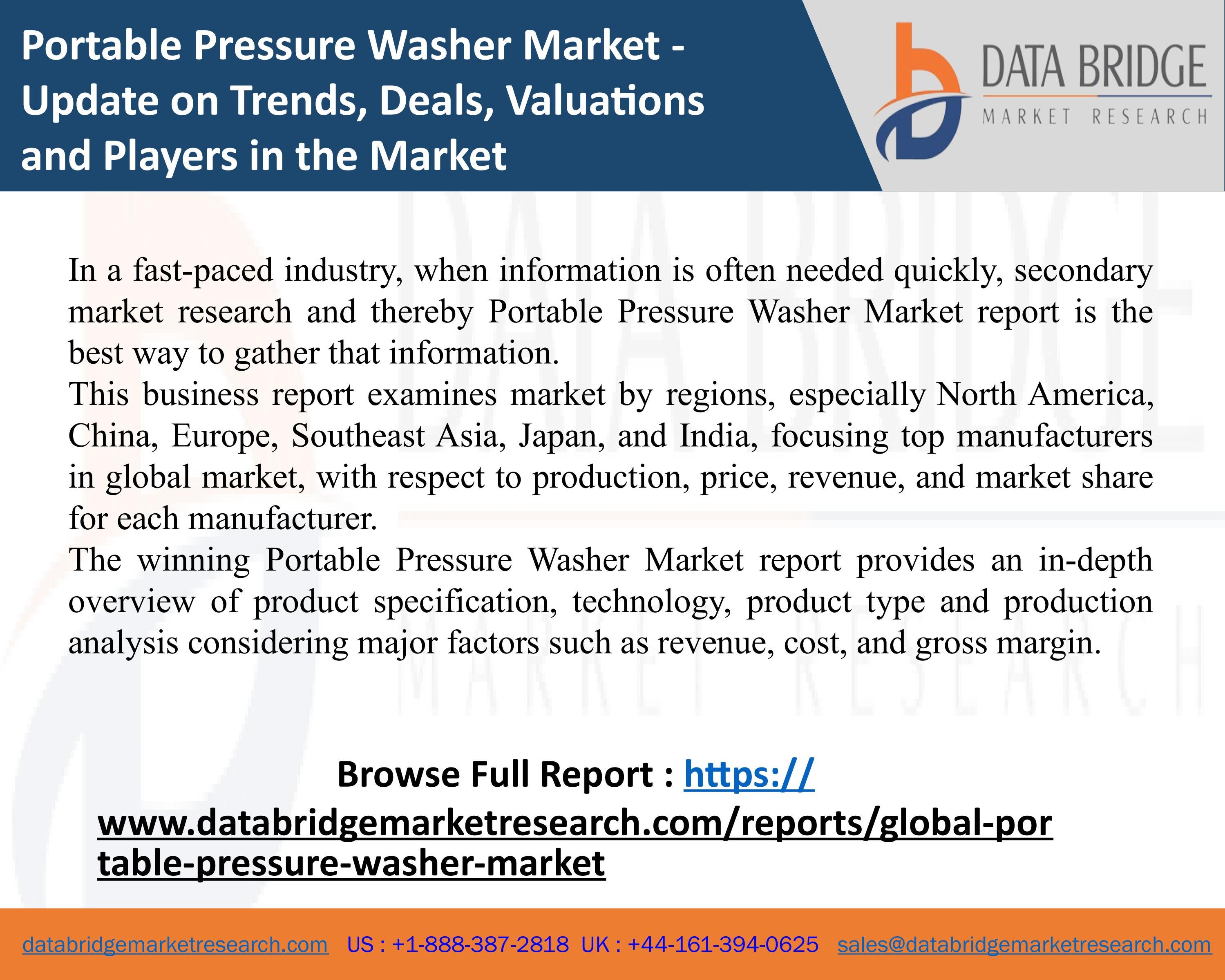 Portable Pressure Washer Market Industry Trends and Forecast to 2028