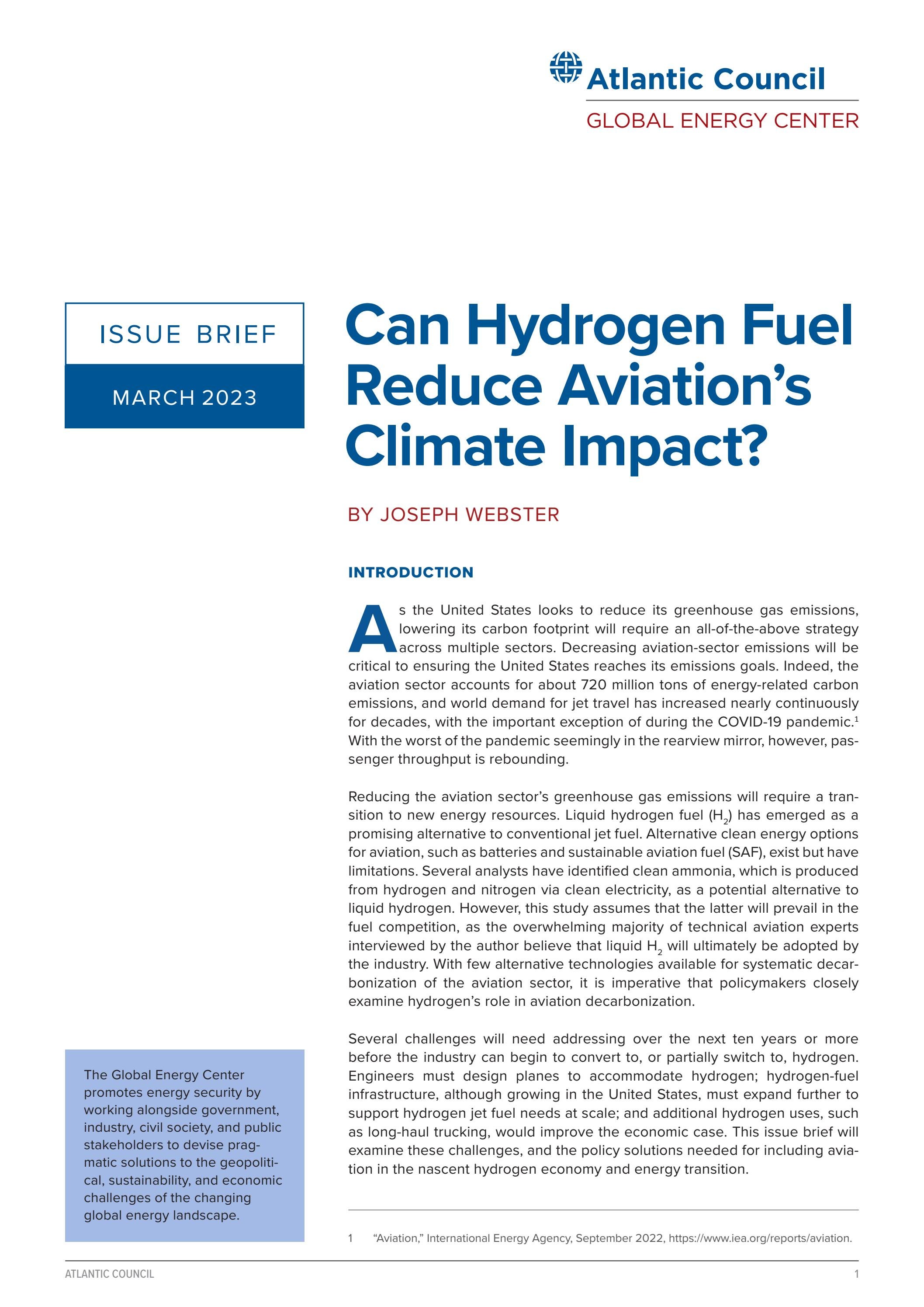 Can hydrogen fuel reduce aviation’s climate impact? by Atlantic Council