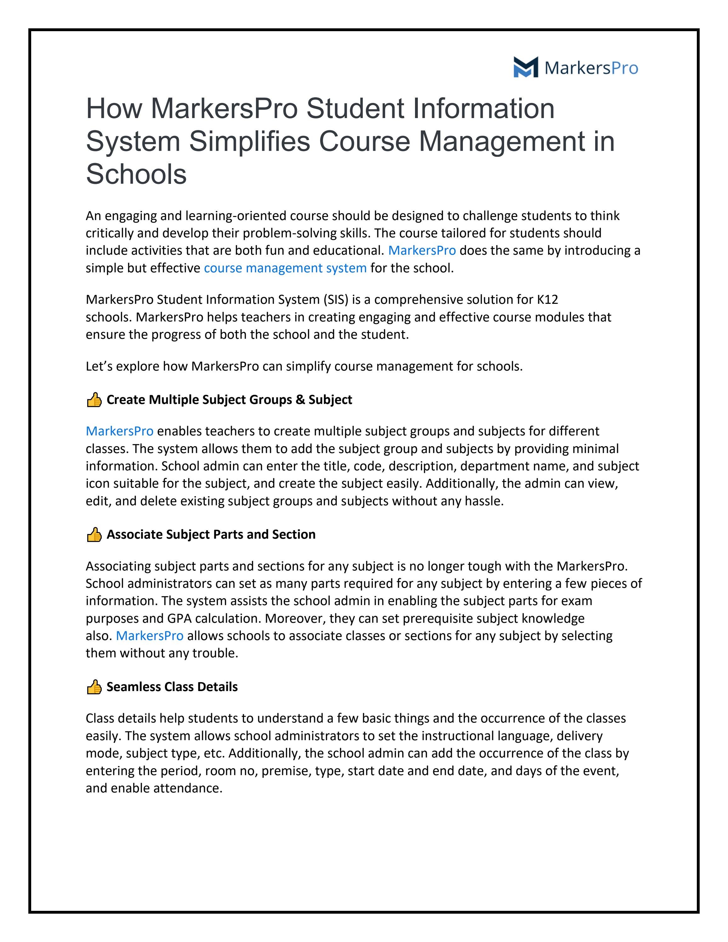How MarkersPro Student Information System Simplifies Course Management