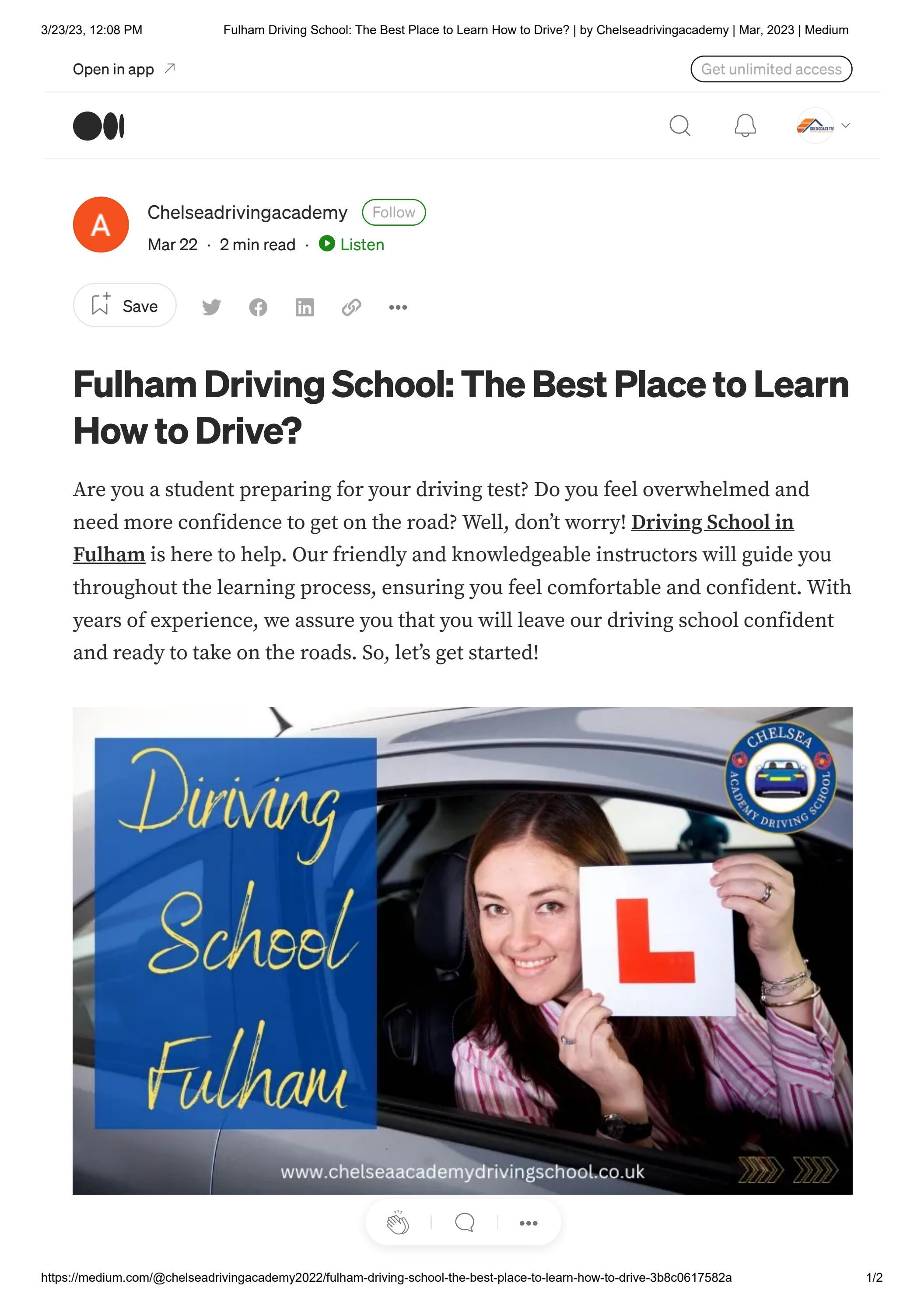 Where Is the Best Location to Learn to Drive? The Fulham Driving School. by Chelsea2023 Issuu