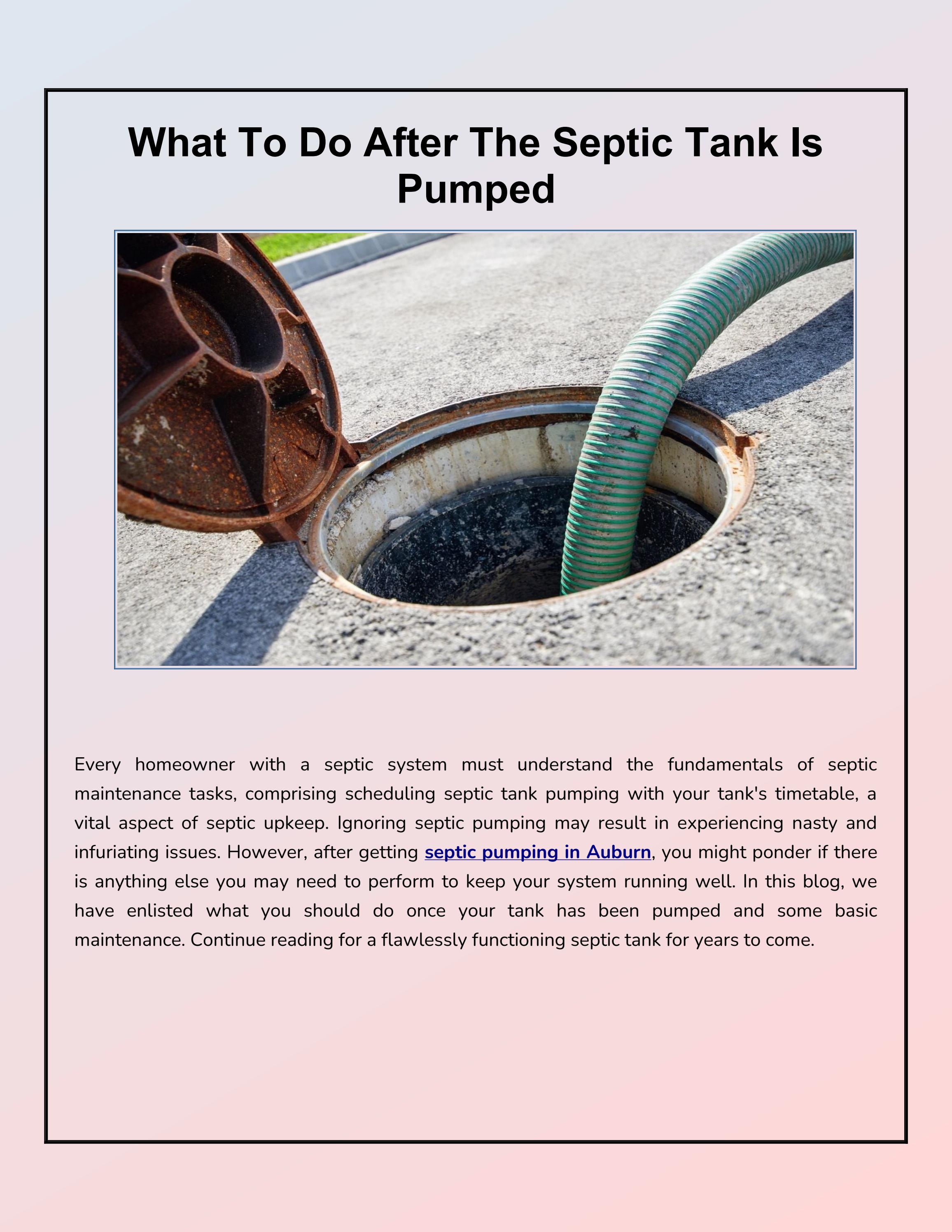 Things to Perform After Septic Tank Pumping by Advanced Septic Service