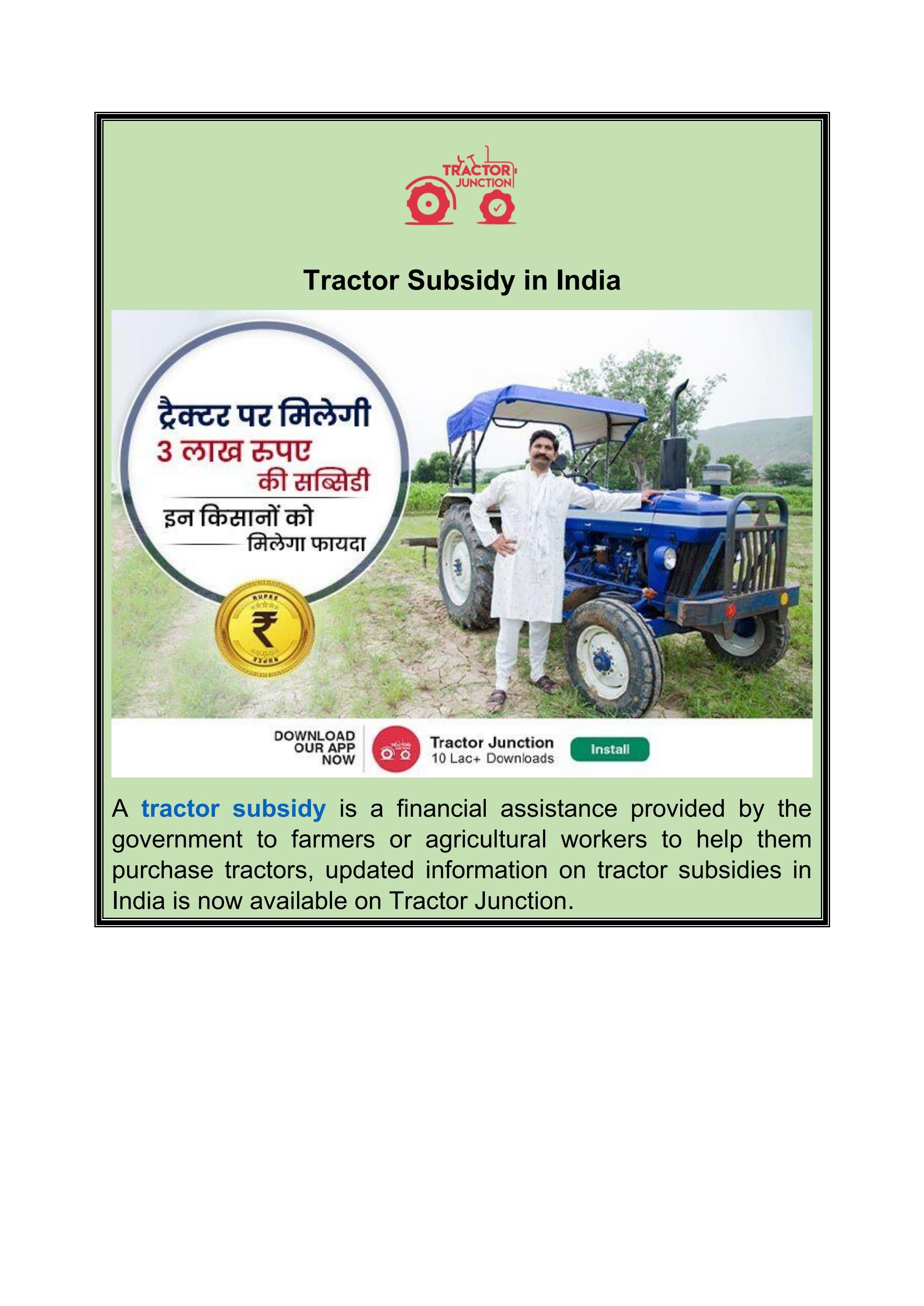 Tractor Subsidy in India by cultivator Issuu