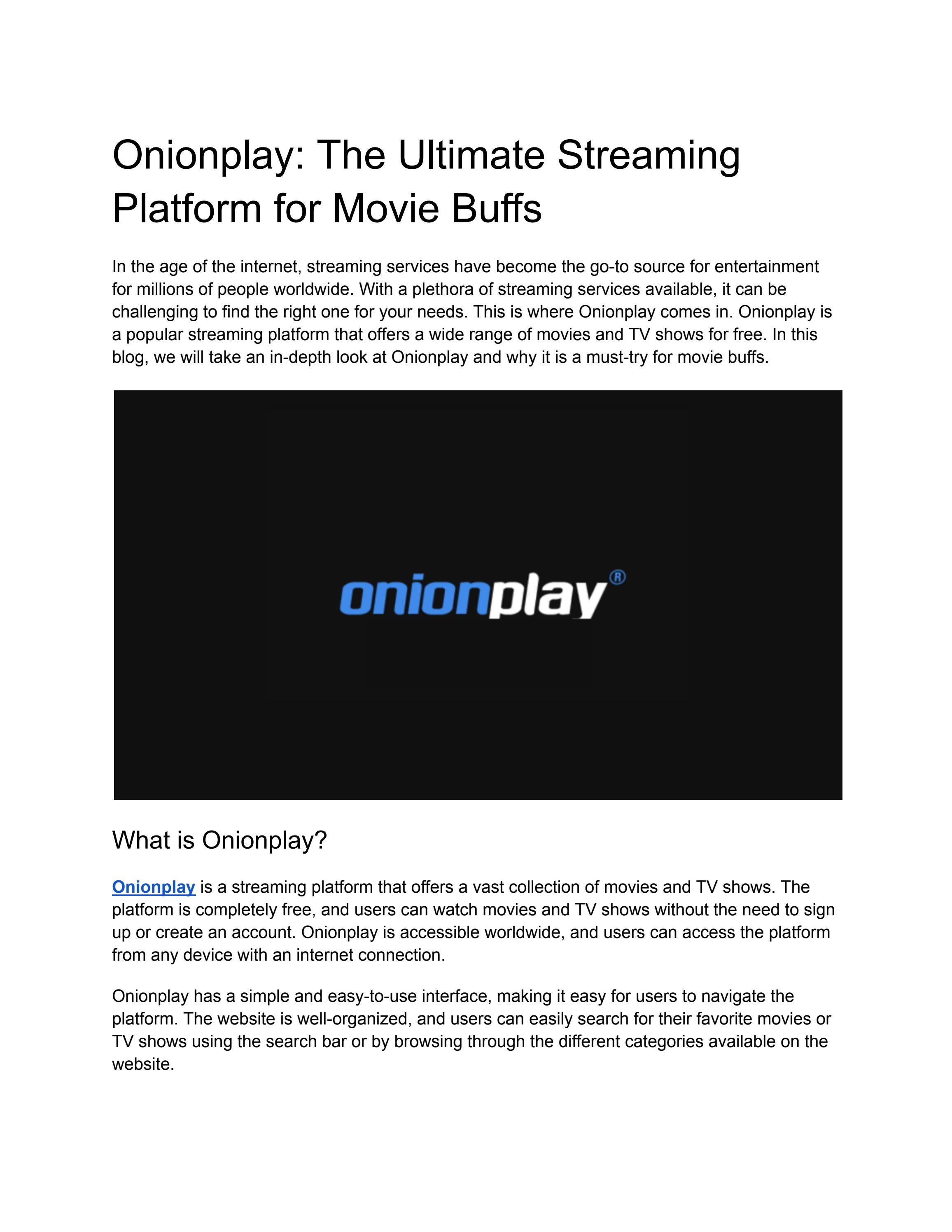 Onionplay The Ultimate Streaming Platform for Movie Buffs by Articles