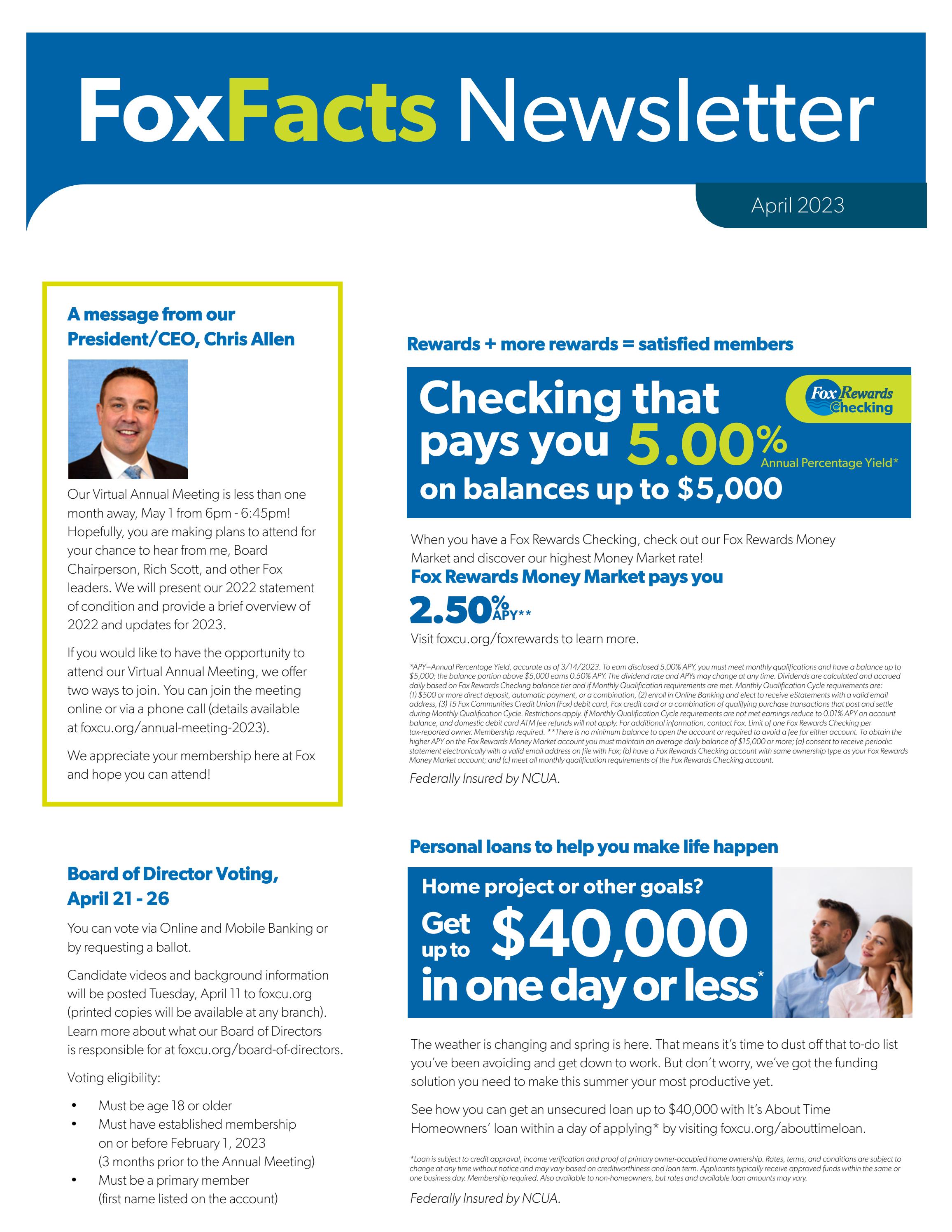 Fox Facts Newsletter - April 2023 by Fox Communities Credit Union - Issuu