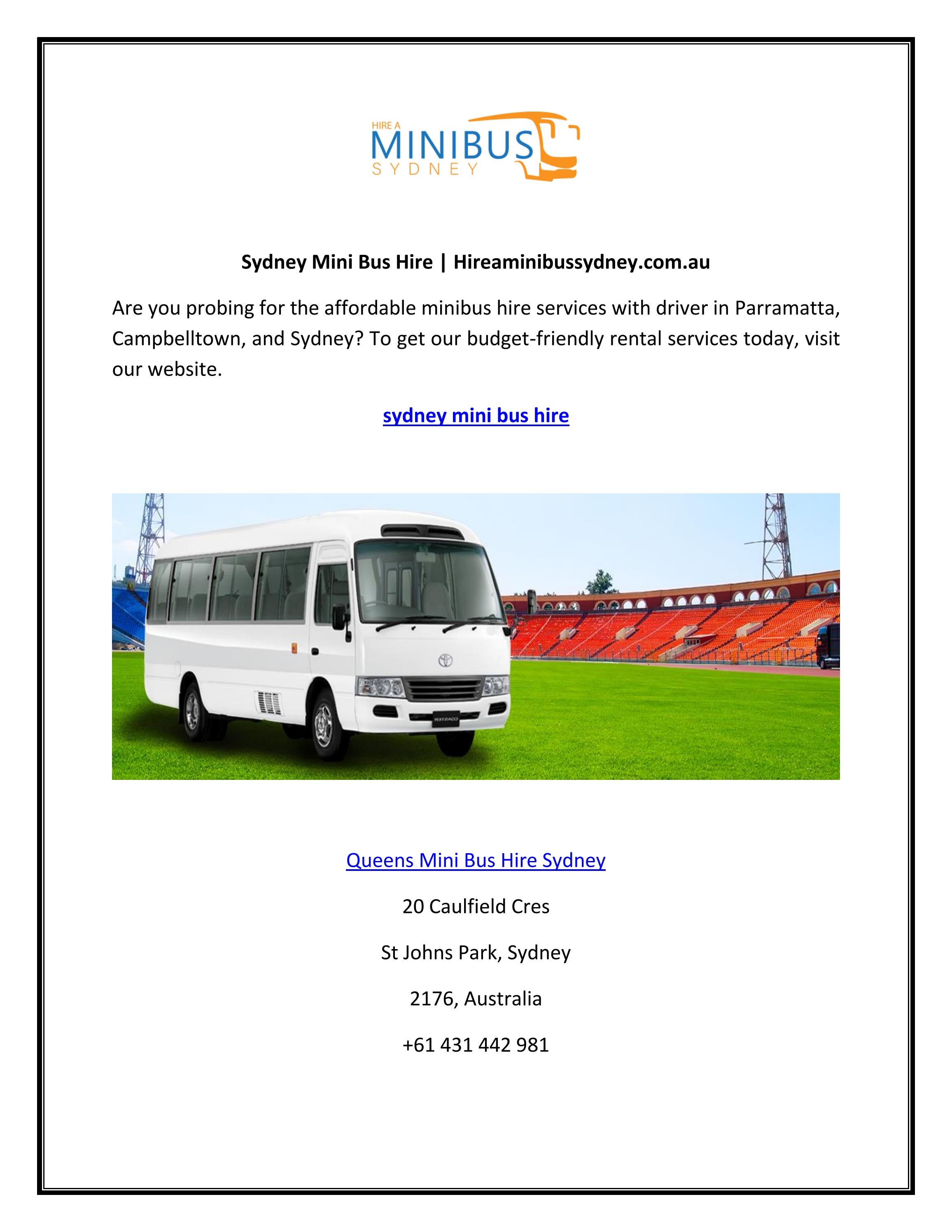 Sydney Mini Bus Hire by hireaminibussyd Issuu