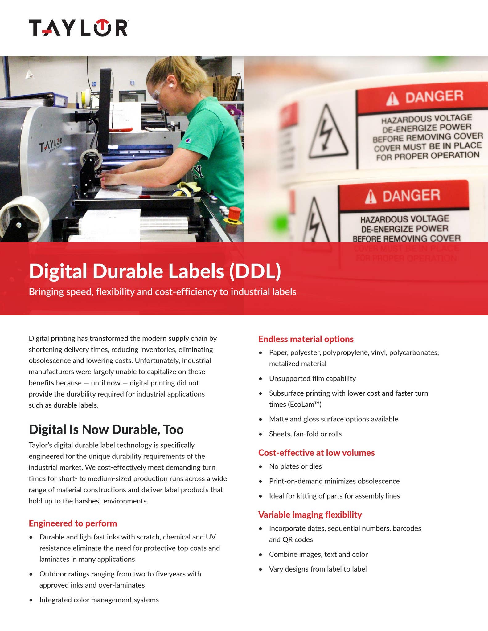 Digital Durable Labels Brochure by Taylor - Issuu