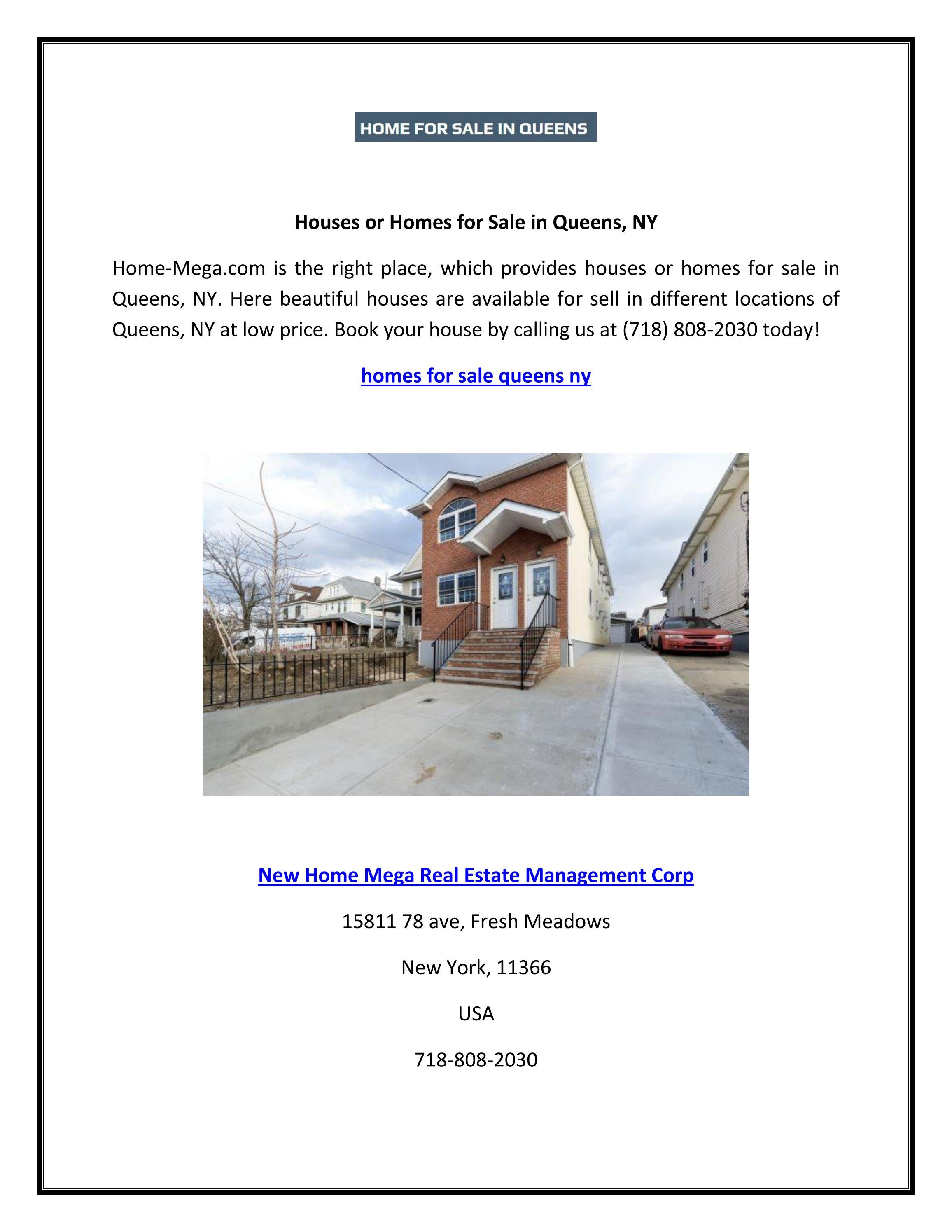 Houses or Homes for Sale in Queens, NY by Home Mega Management Issuu