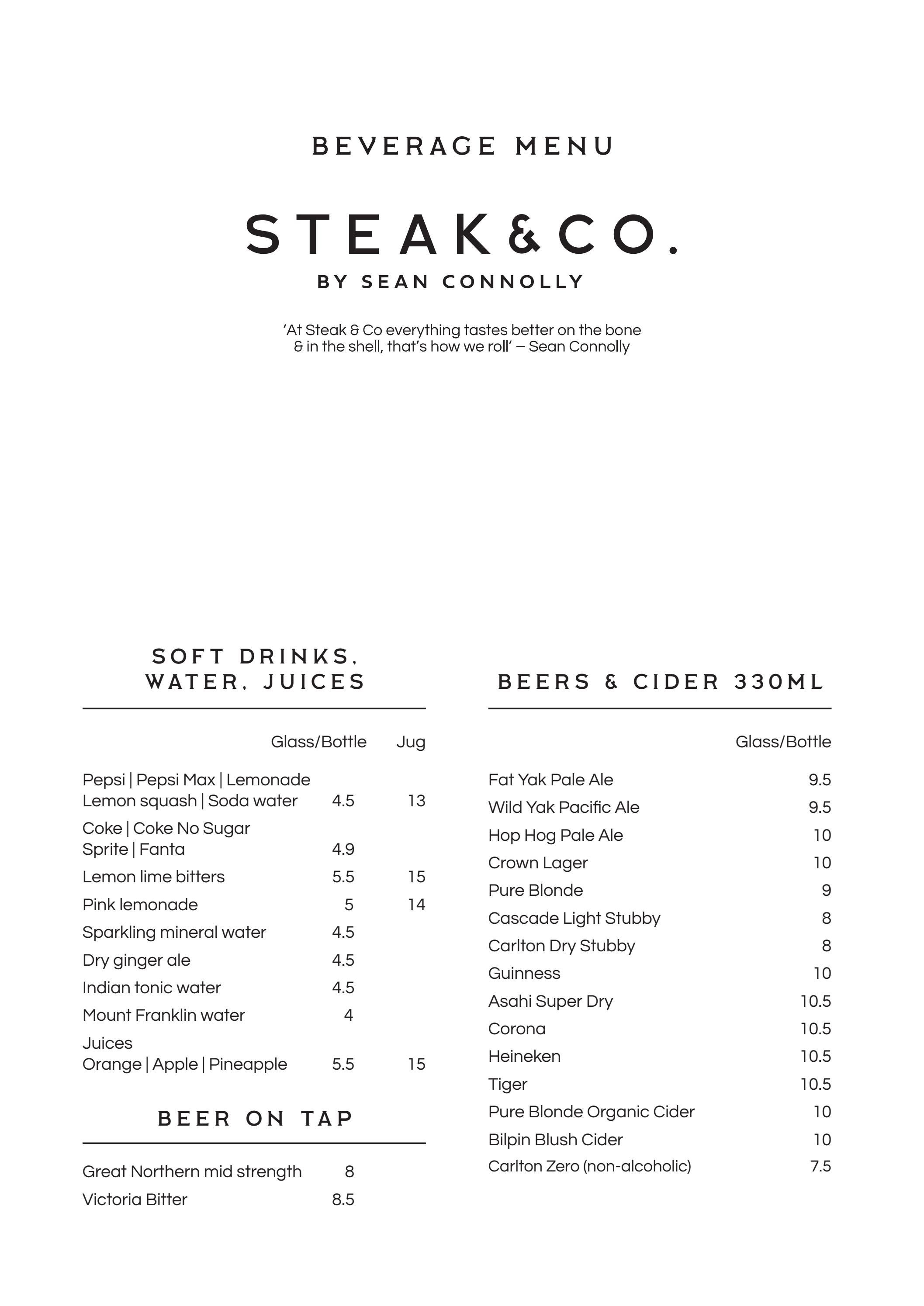 Steak & Oyster Co Beverage Menu by westhq Issuu