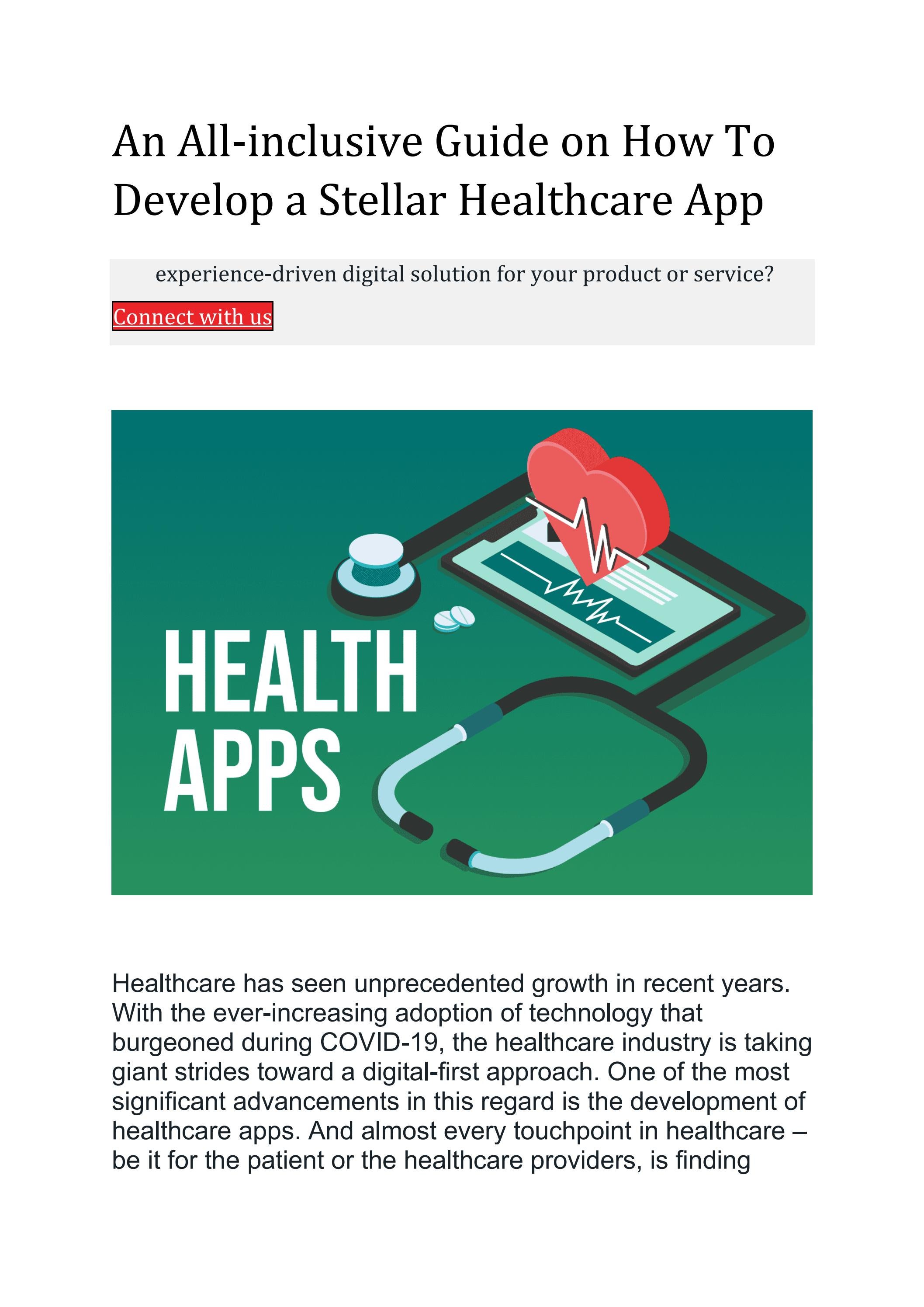 An Allinclusive Guide on How To Develop a Stellar Healthcare App by