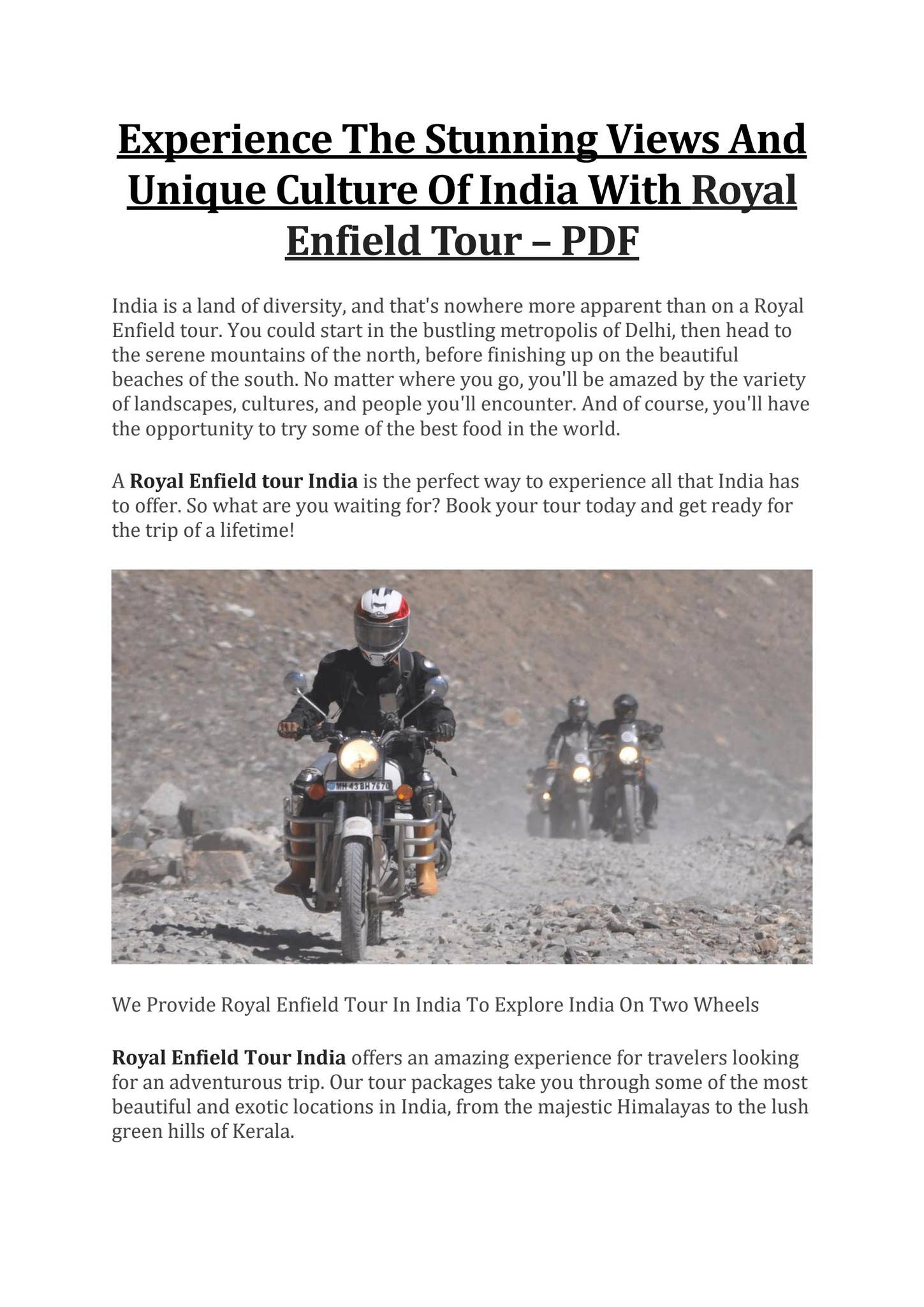Royal Bike Riders Experience The Stunning Views And Unique Culture Of India With Royal ...