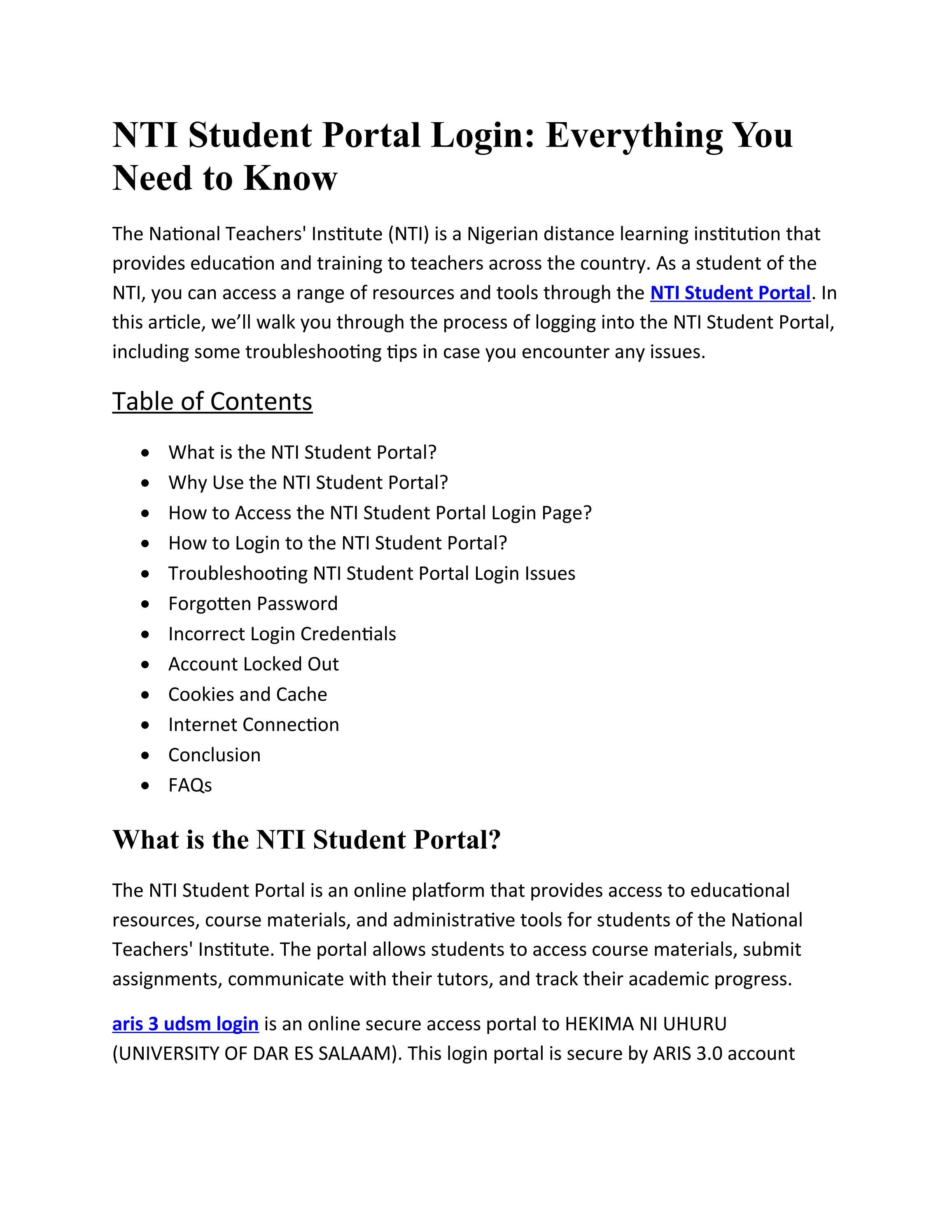 NTI Student Portal Login: Everything You Need to Know by sarahkristina510 -  Issuu