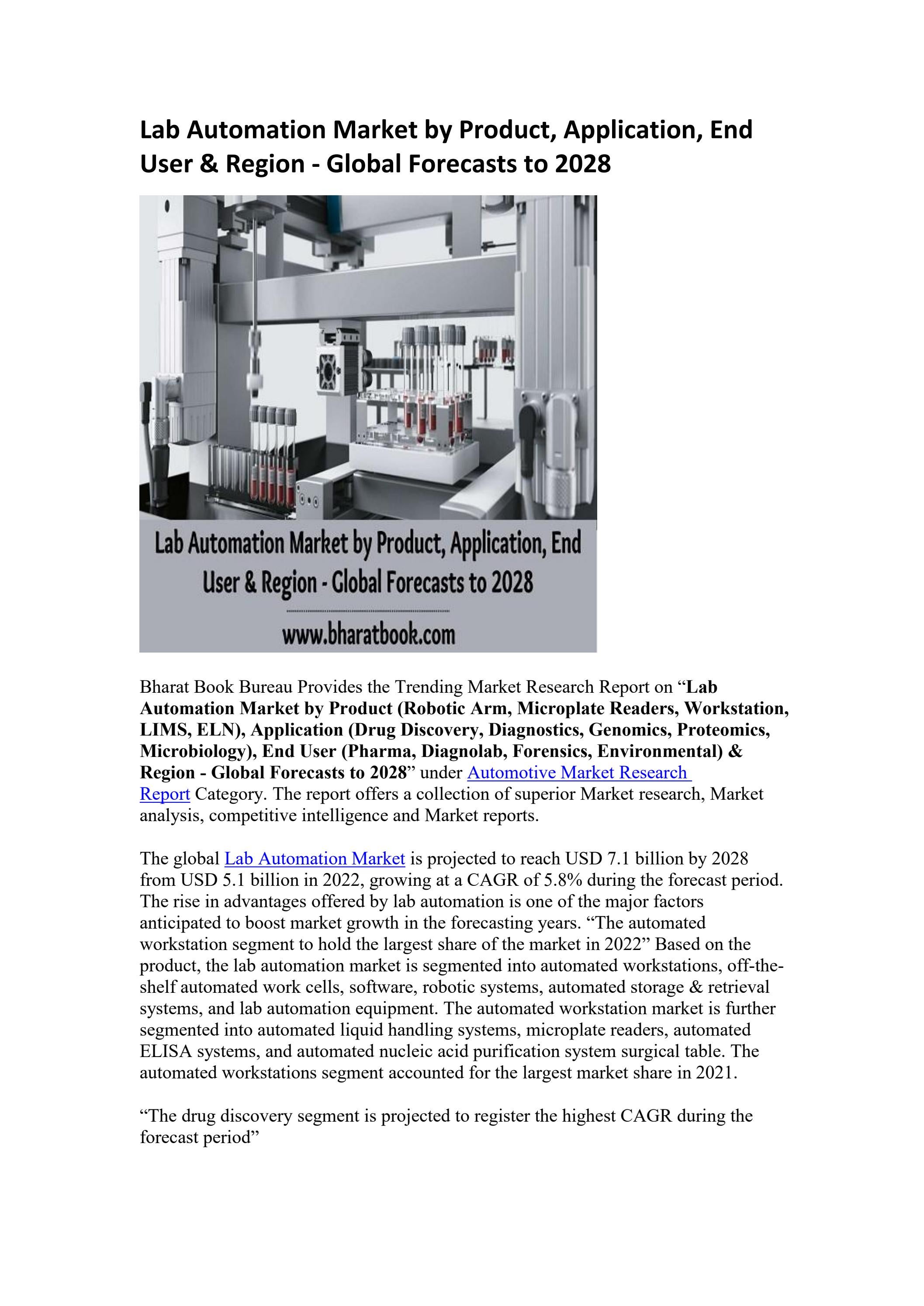 Global Lab Automation Market 20222028 by James Grey Issuu