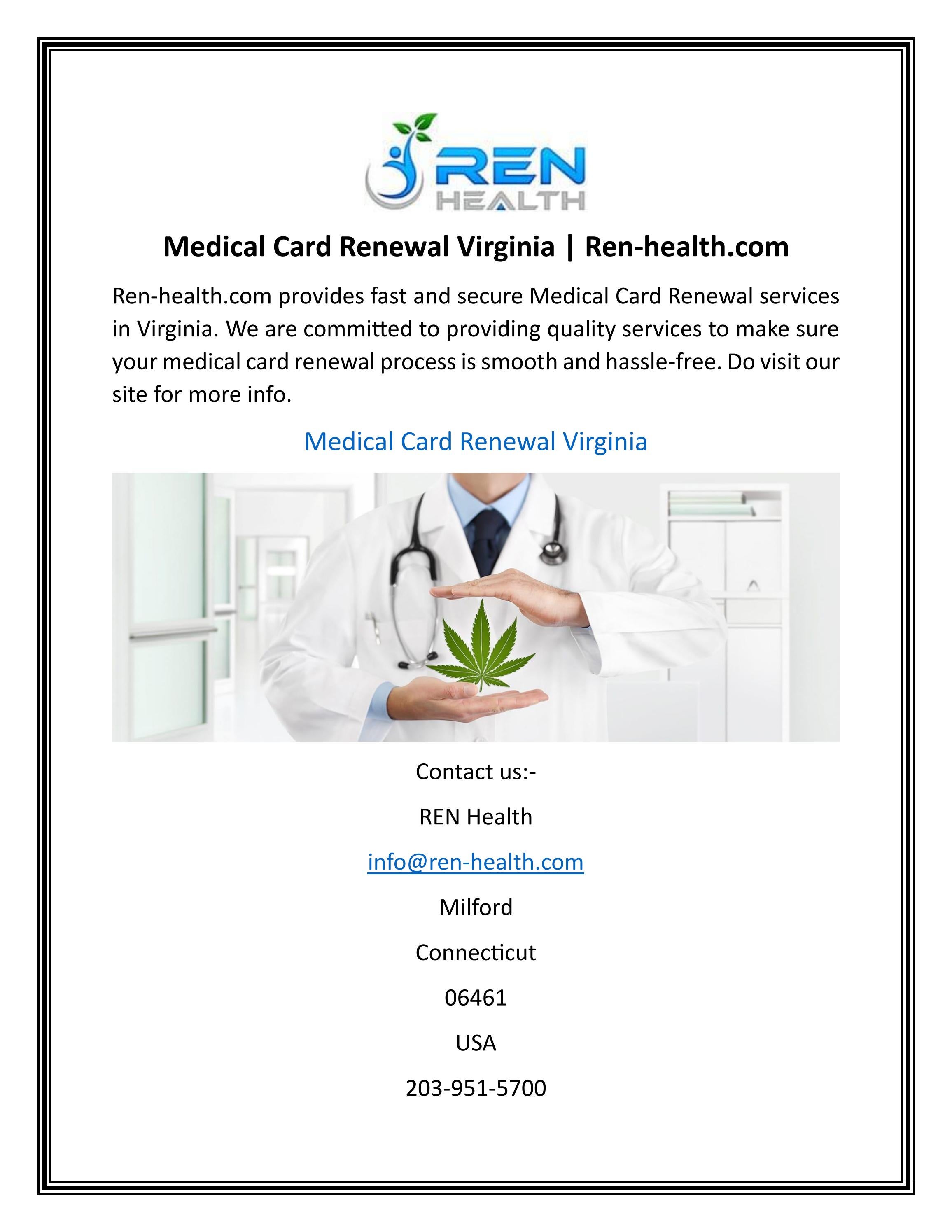 Medical Card Renewal Virginia by REN Health Issuu