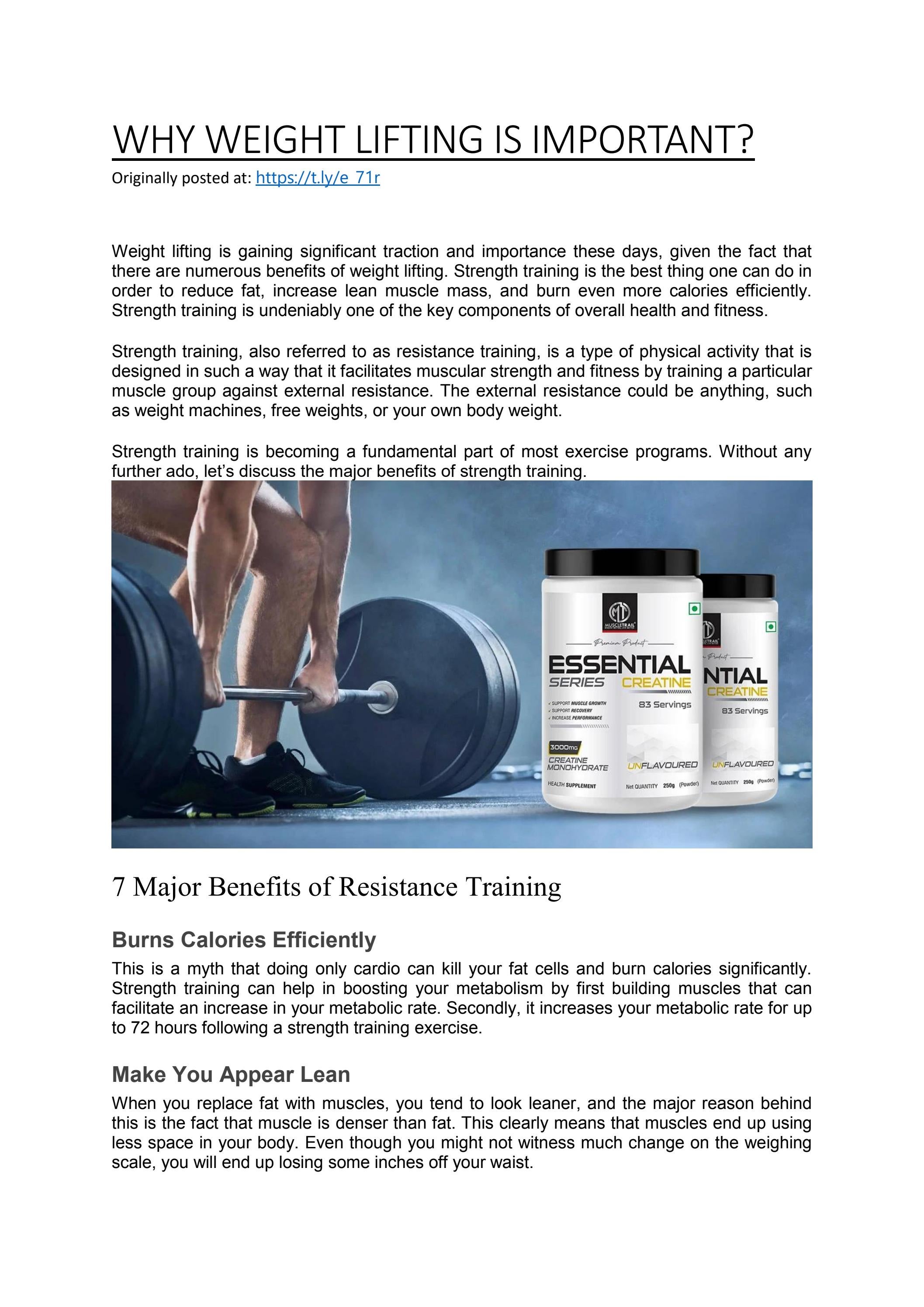 WHY WEIGHT LIFTING IS IMPORTANT? by Muscle Trail Issuu