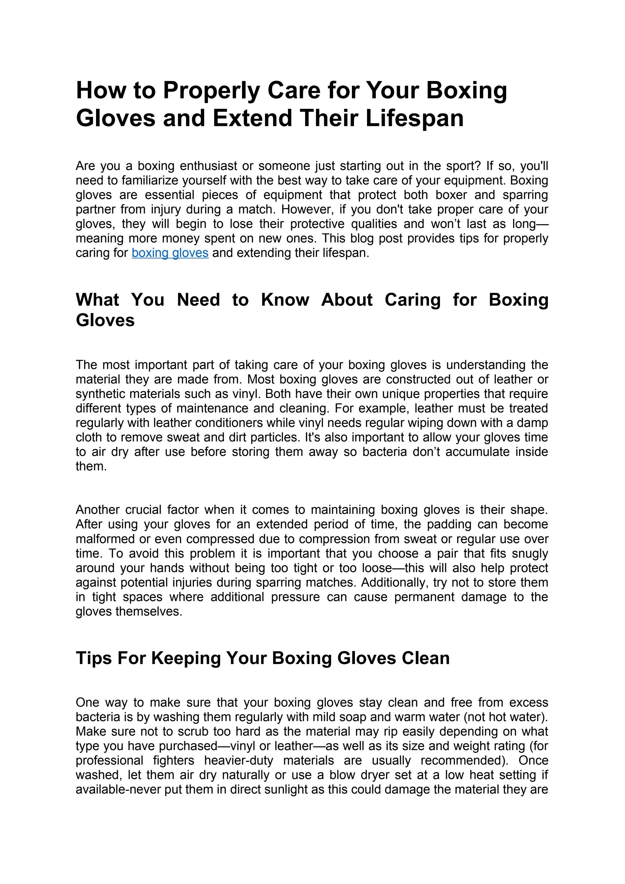 How to Properly Care for Your Boxing Gloves and Extend Their Lifespan by punchequipment Issuu