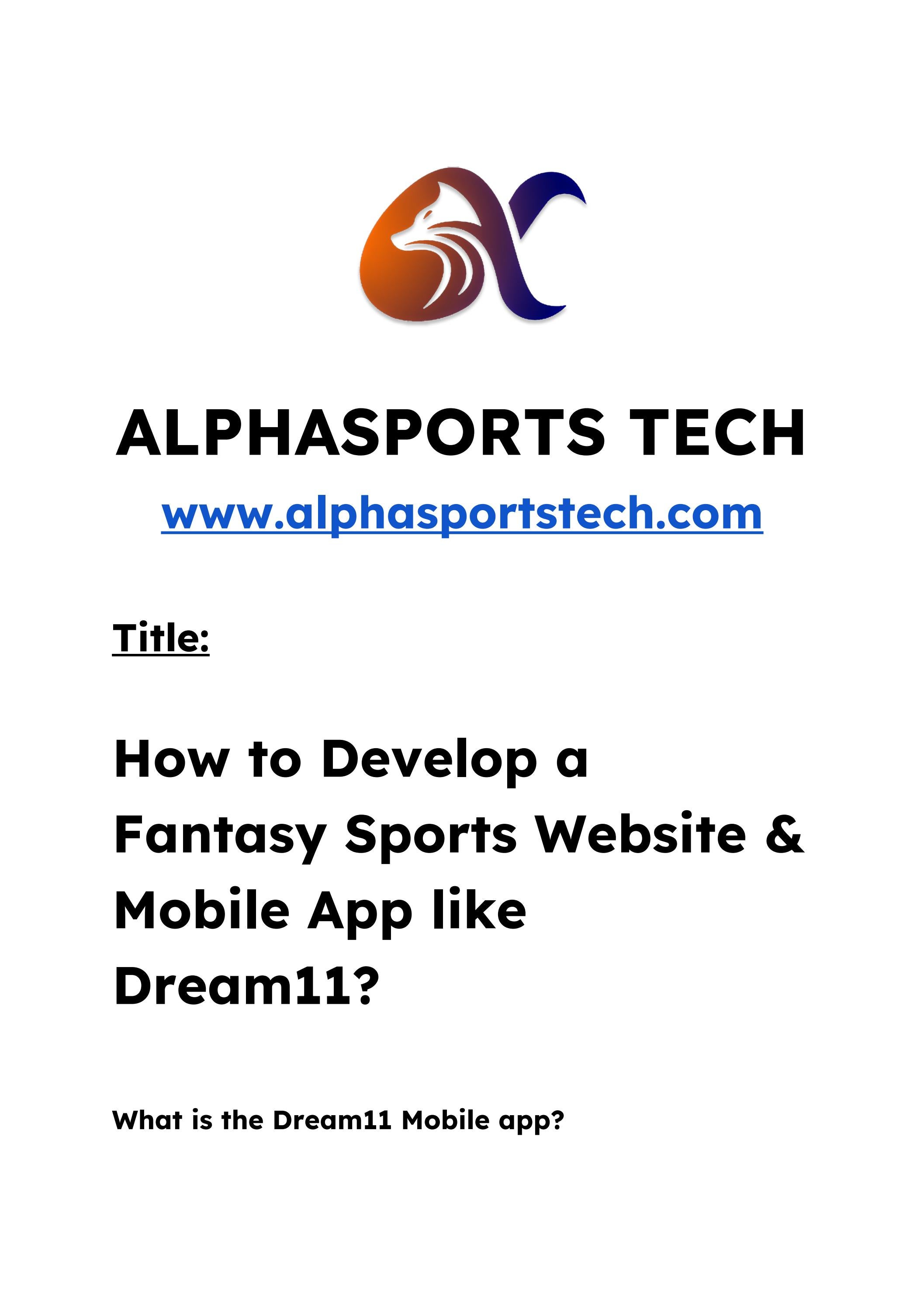 How to Develop a Fantasy Sports Website & Mobile App like Dream11? by