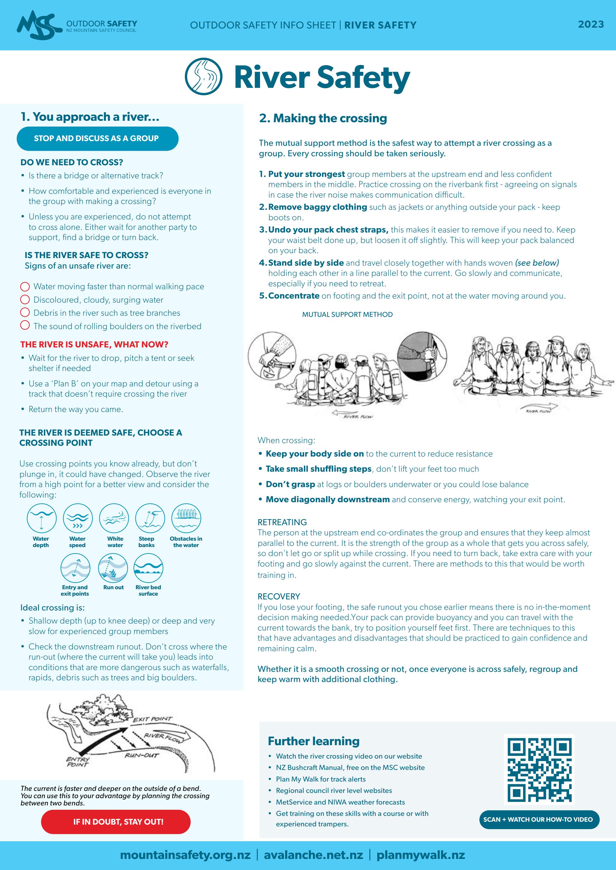 River Safety NZMSC Infosheet by New Zealand Mountain Safety Council